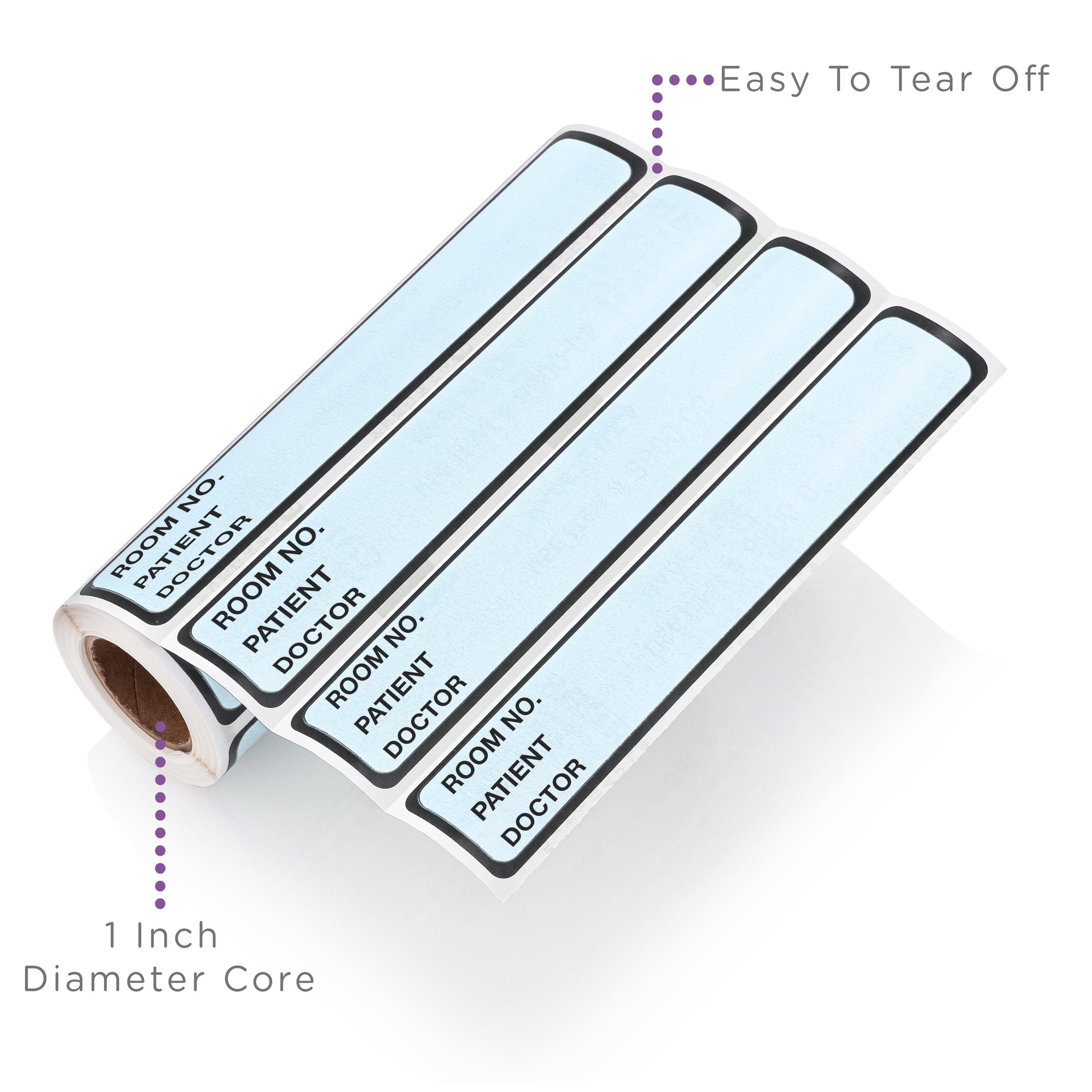 Room No. / Patient / Doctor Preprinted ID Labels for 1” Ring Binder Spines - Roll of 200