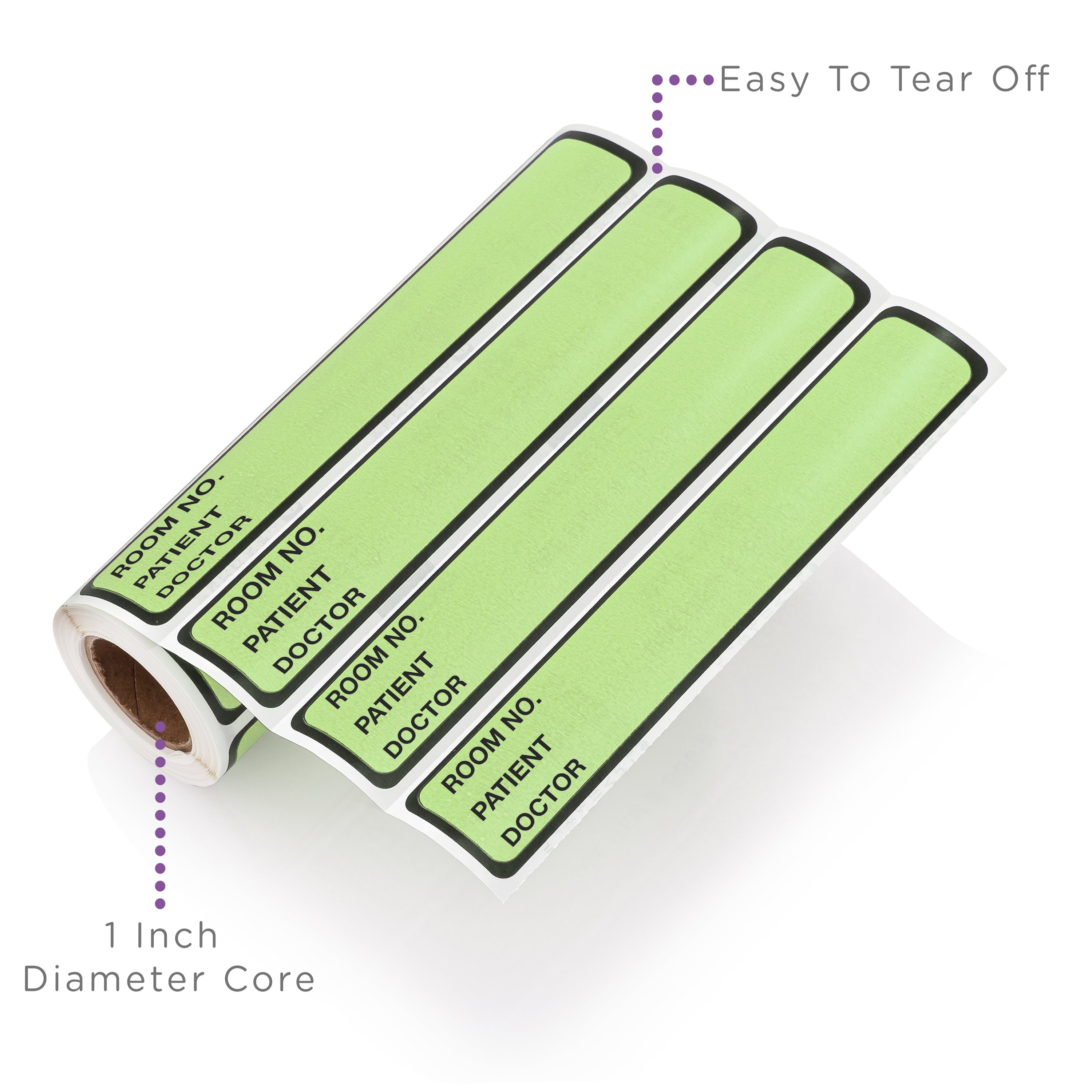 Room No. / Patient / Doctor Preprinted ID Labels for 1” Ring Binder Spines - Roll of 200
