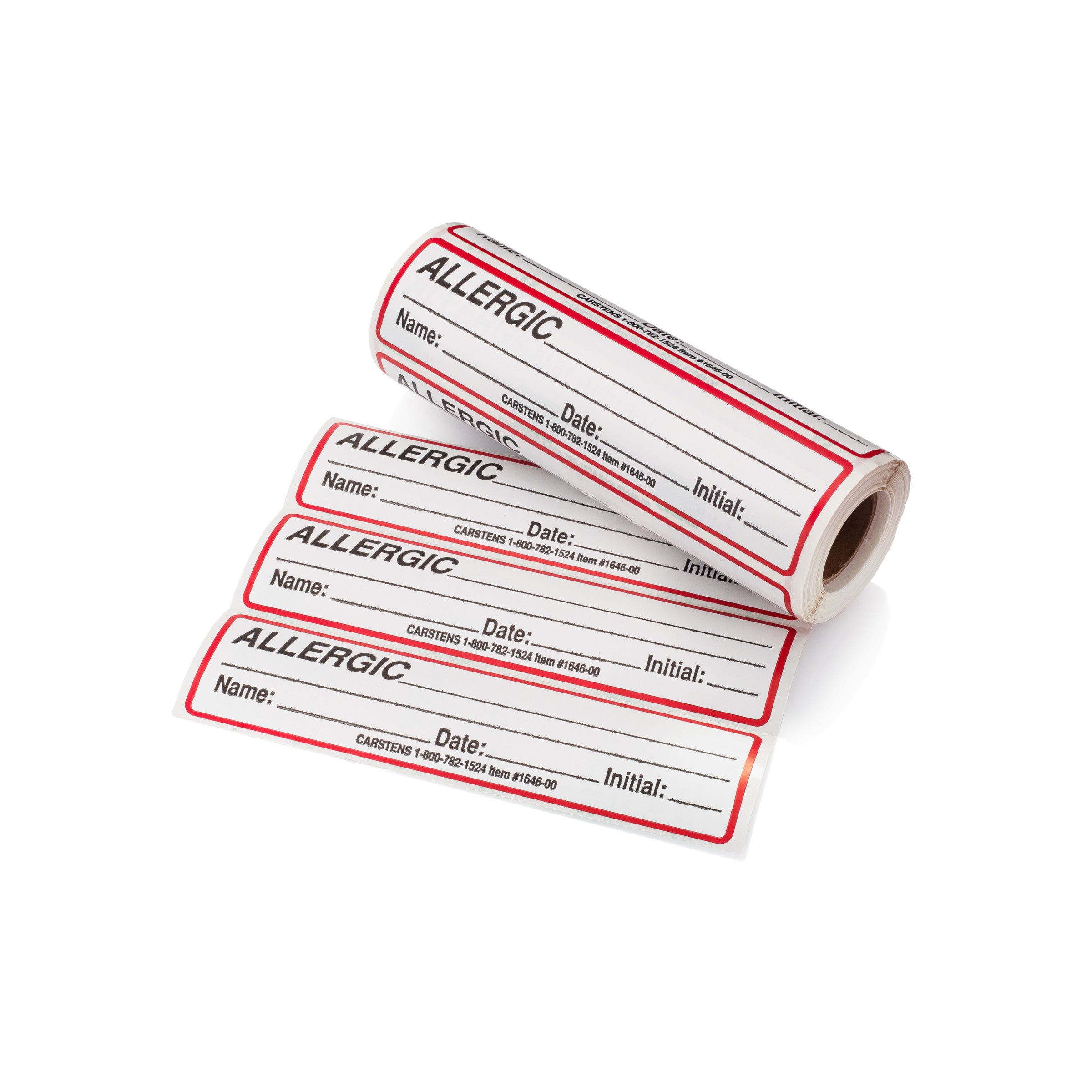 Allergic with Signature Line Alert and Instruction Labels, White, W5.375" x H1.375" (Roll of 200)
