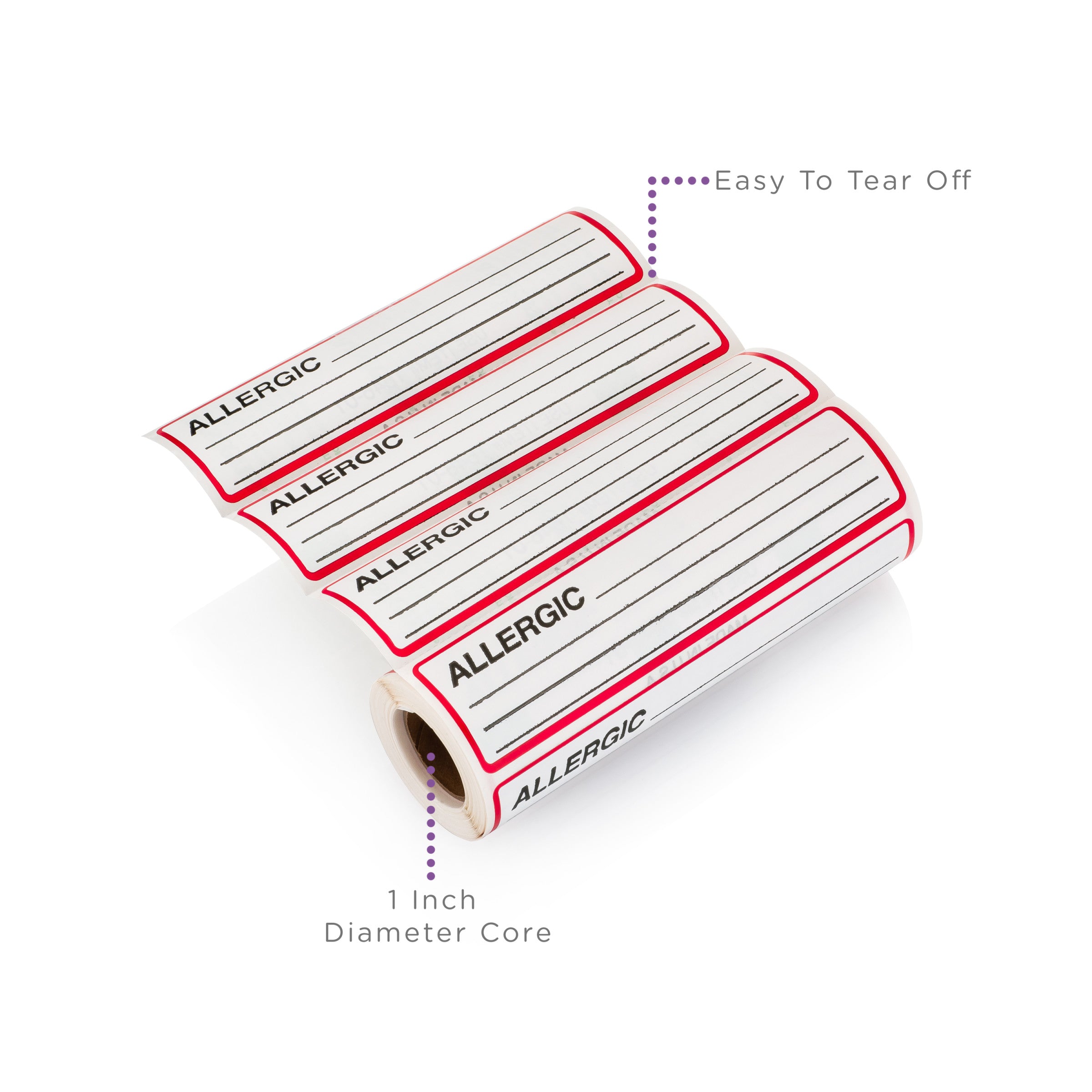 Allergic Alert and Instruction Labels, White, W5.375" x H1.375" (Roll of 200)