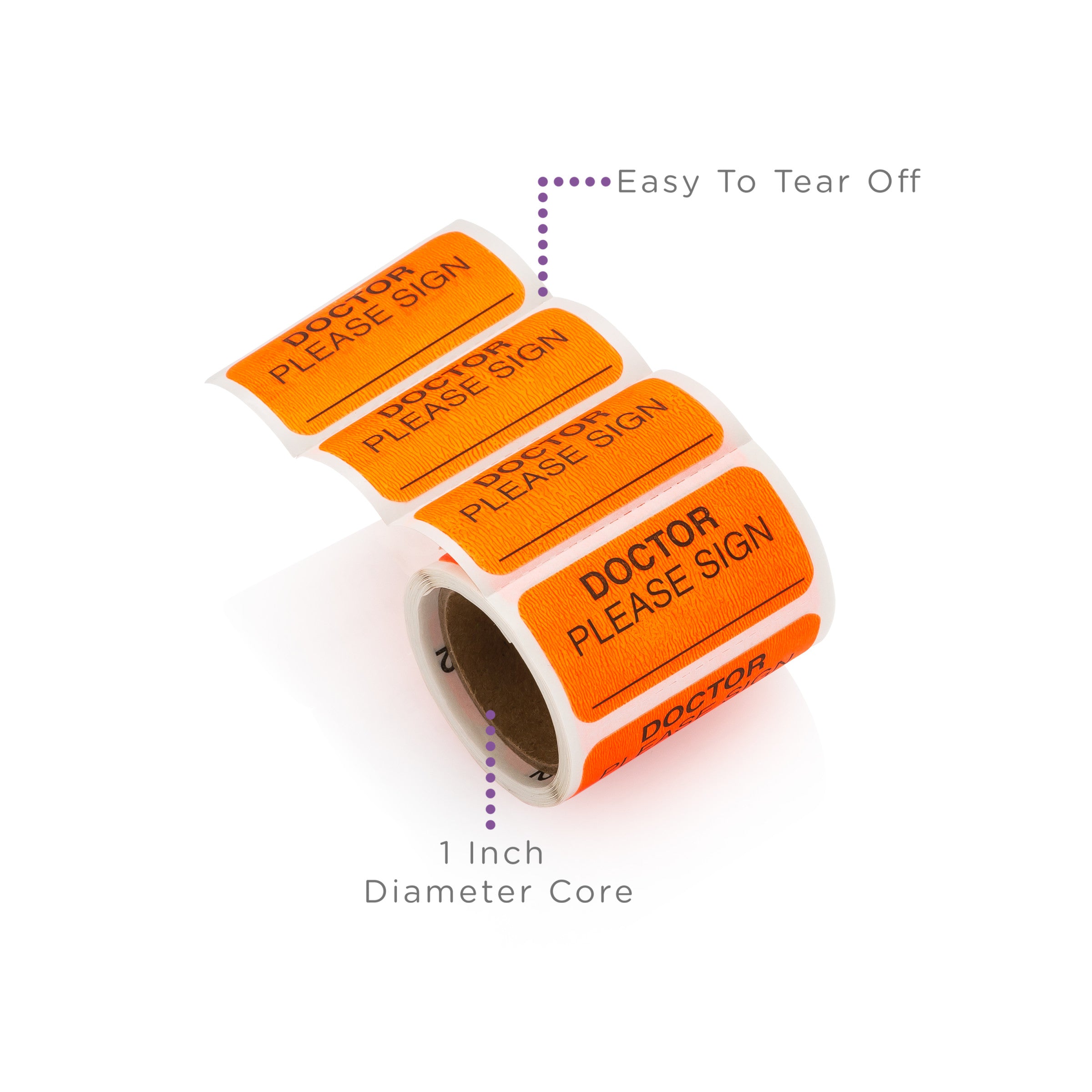 Doctor Please Sign Alert and Instruction Labels, Orange, W1.5" x H.75" (Roll of 100)