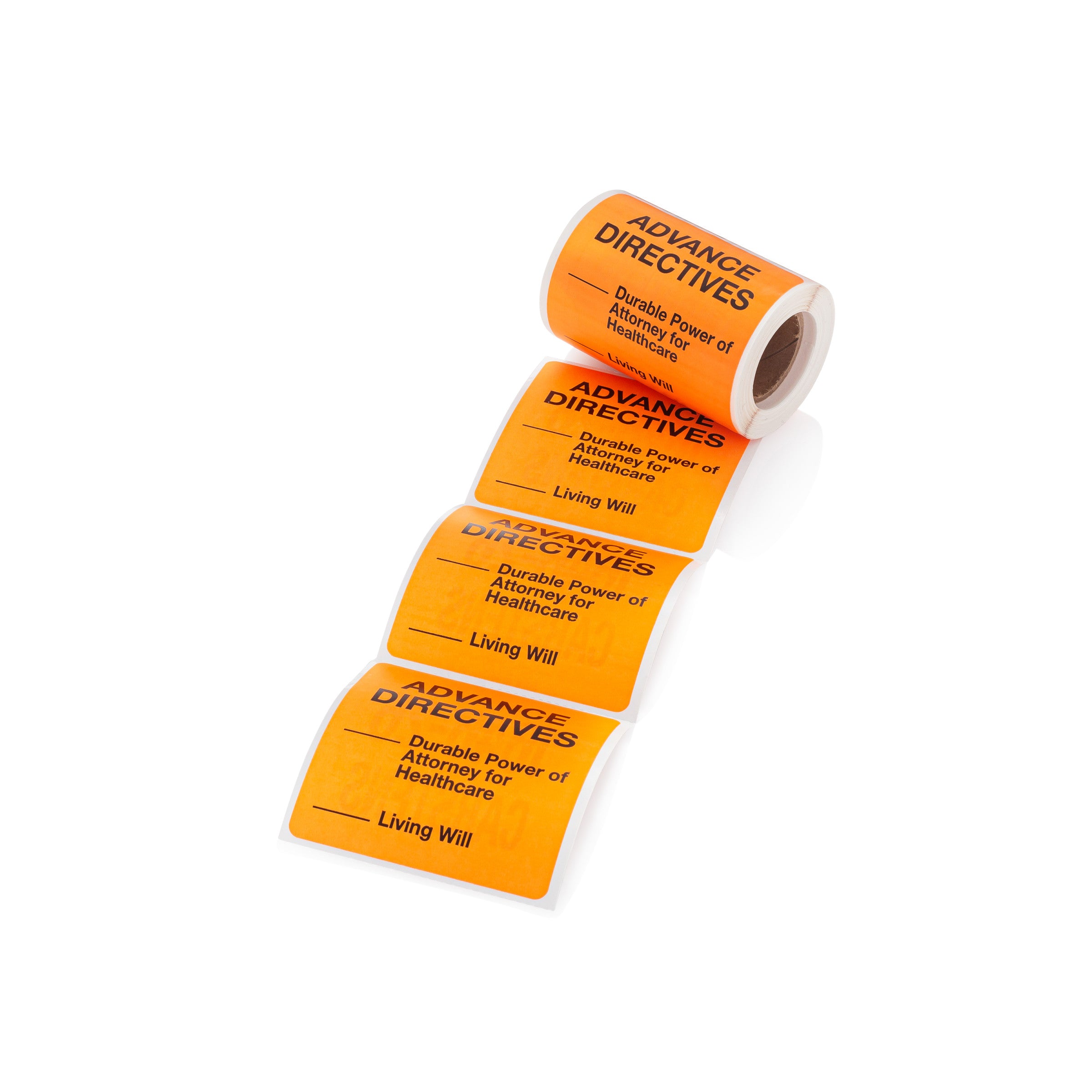 Advance Directives Alert and Instruction Labels, Orange, W2.5" x H.2.5" (Roll of 100)