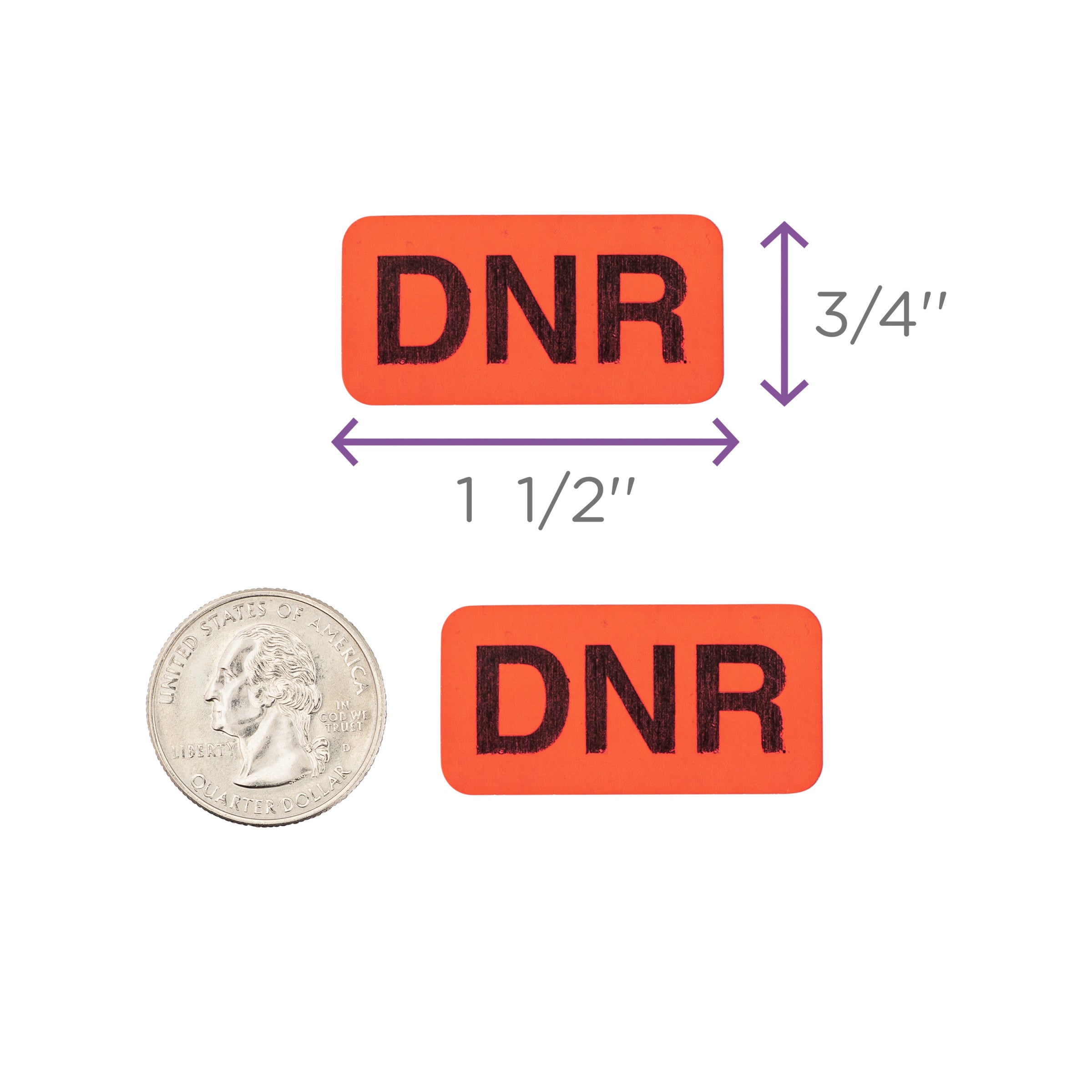 DNR Alert and Instruction Label, Red, W1.5" x H.75" (Roll of 100)