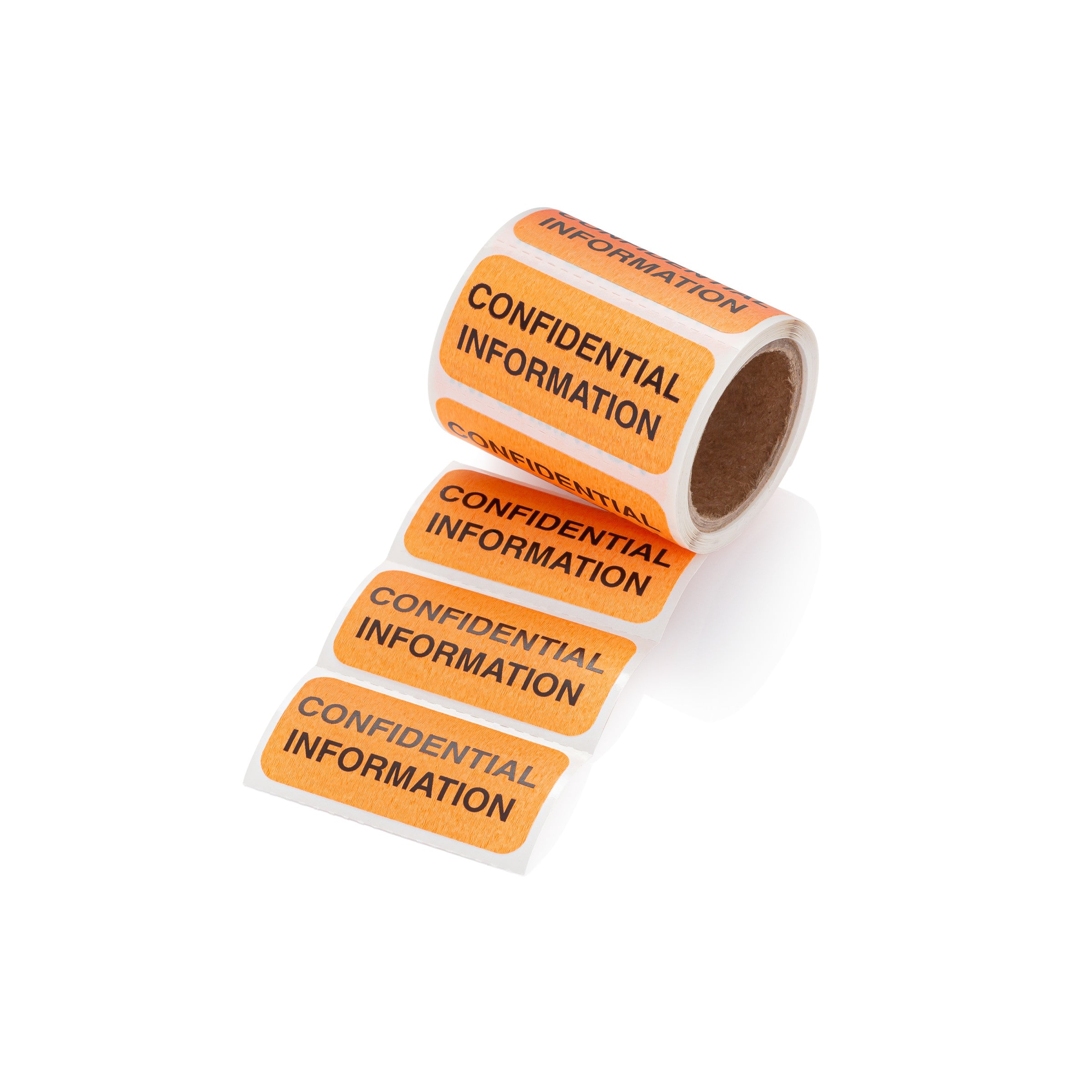 Confidential Information Alert and Instruction Labels, Orange, W1.5" x H.75" (Roll of 100)