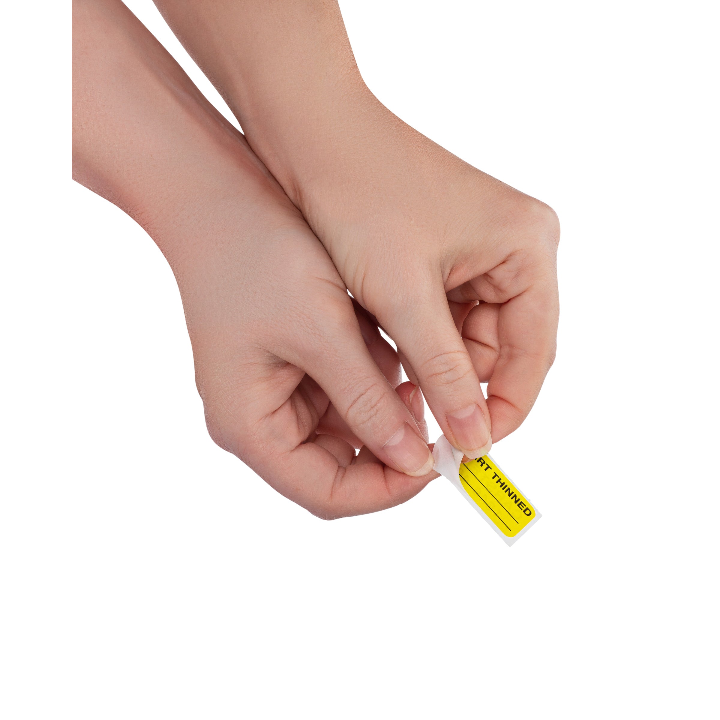 Chart Thinned Alert and Instruction Labels, Yellow, W1.5" x H.75" (Roll of 100)