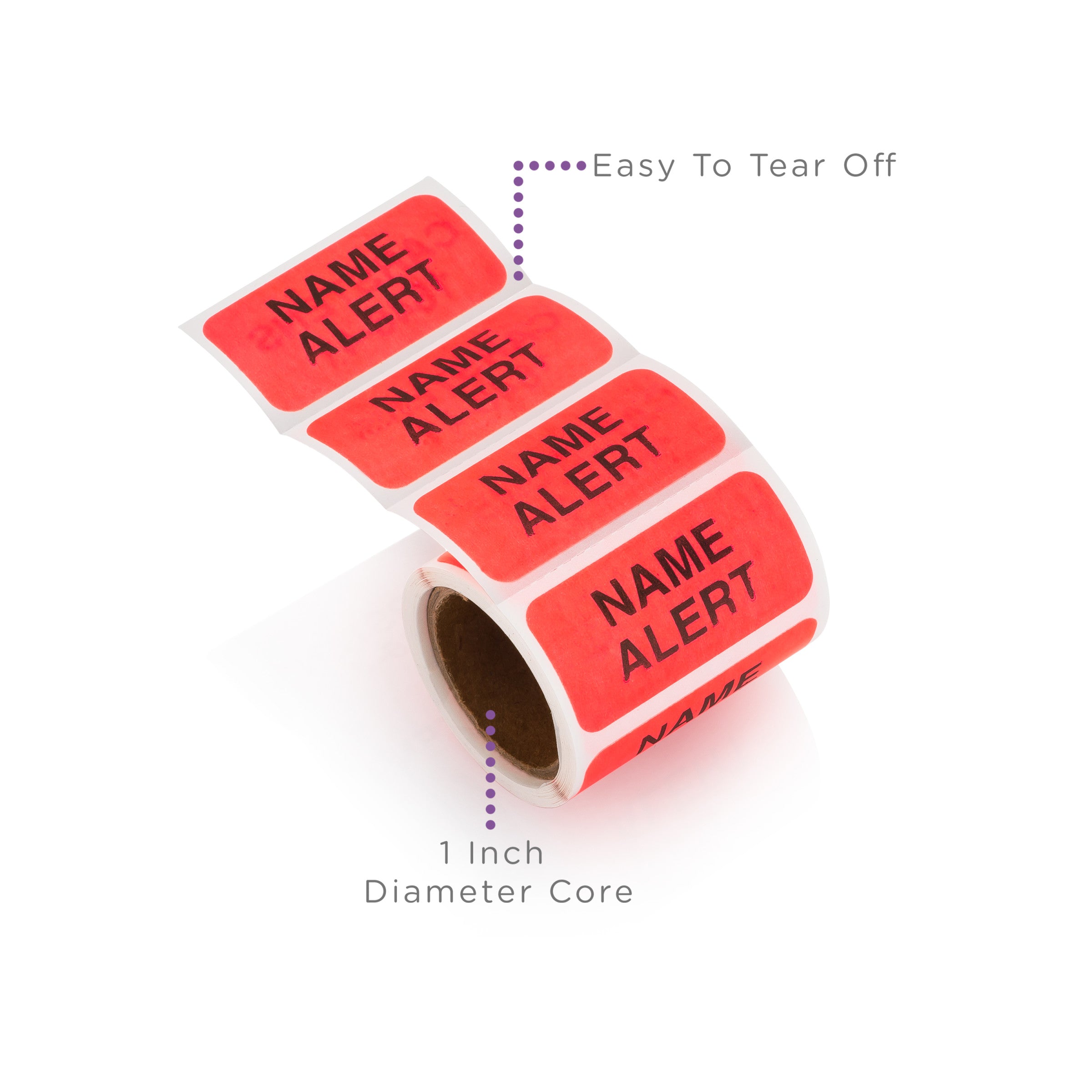 Name Alert, Alert and Instruction Labels, Red, W1.5" x H.75" (Roll of 100)