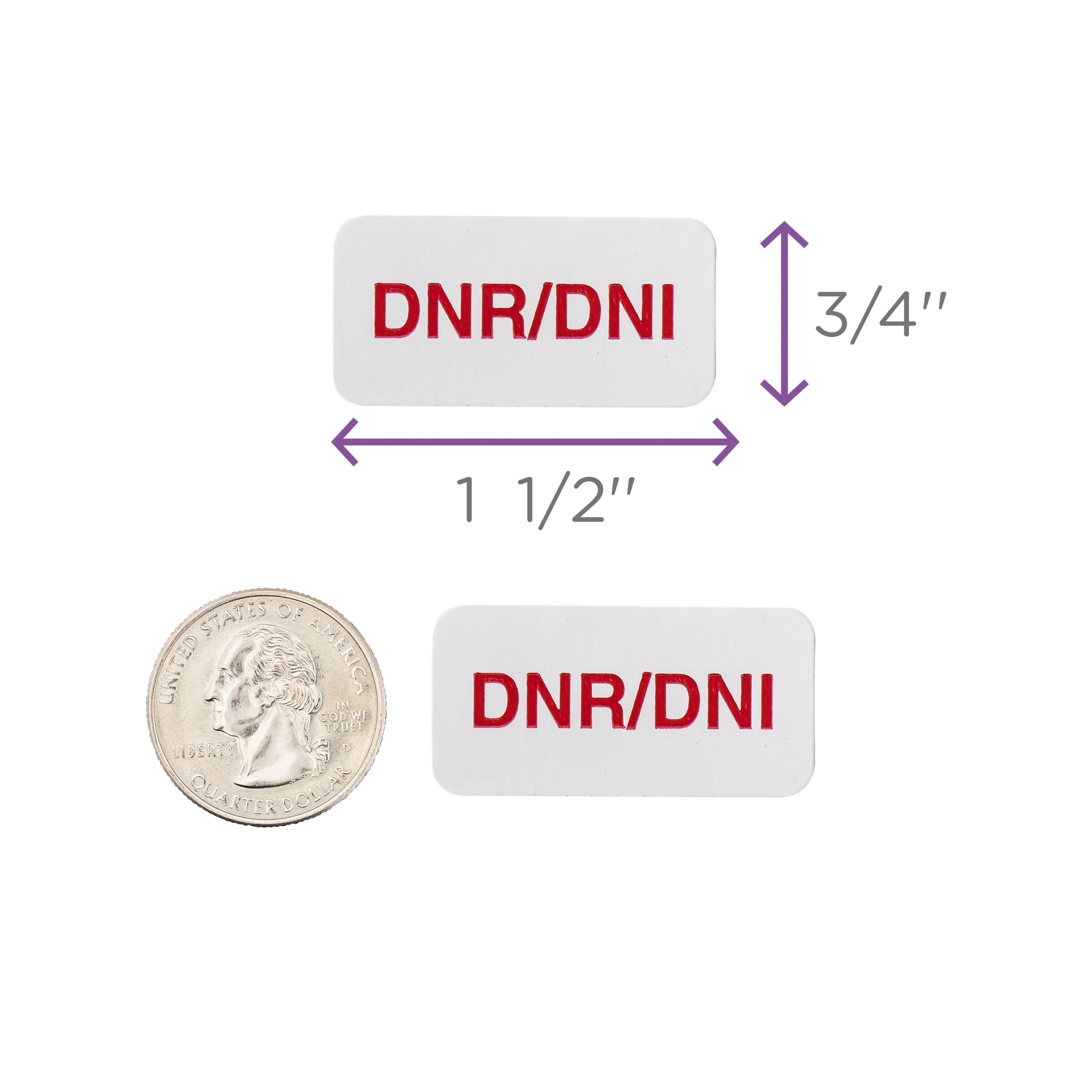 DNR/DNI Alert and Instruction Label, White, W1.5" x H.75" (Roll of 100)