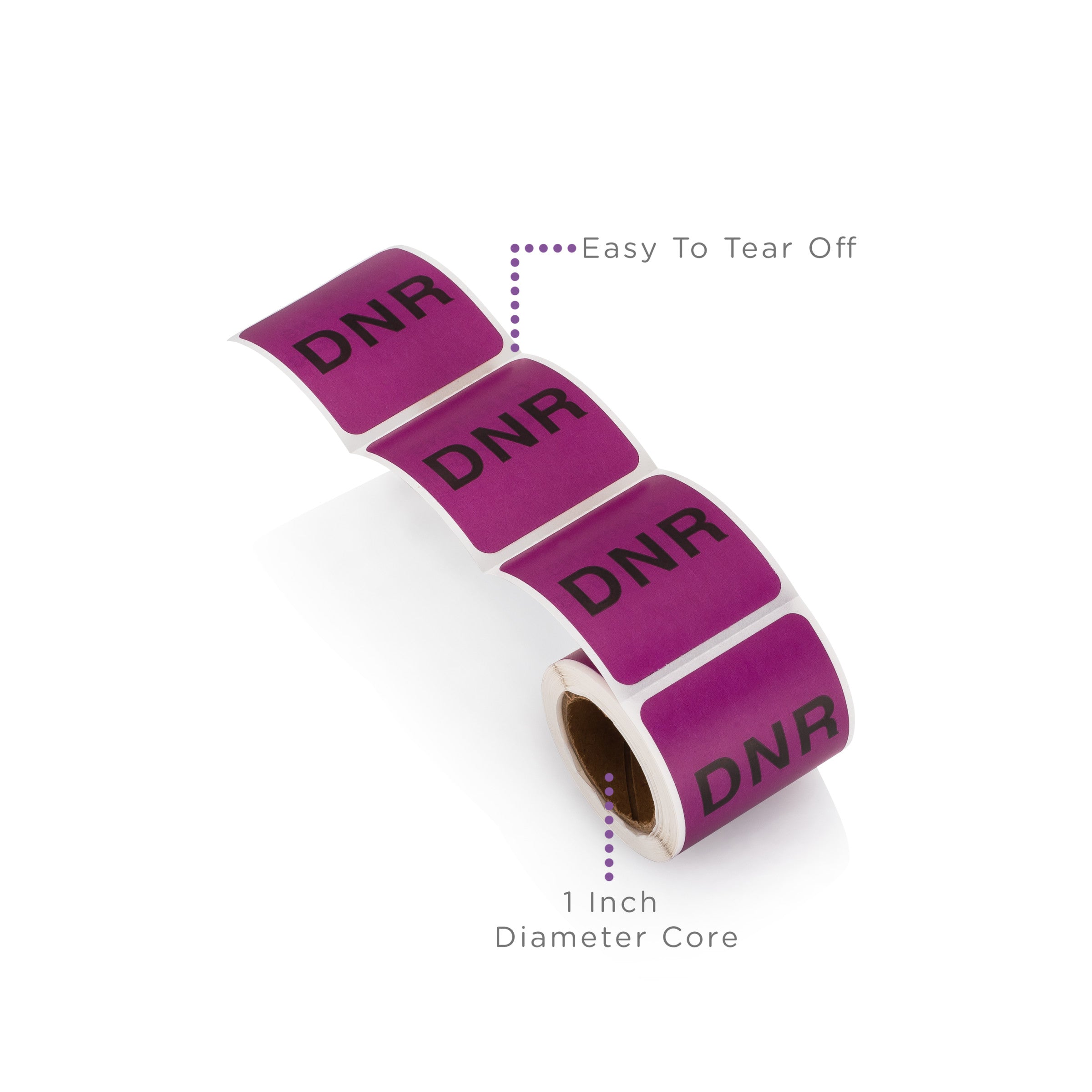 DNR Alert and Instruction Labels, Purple, W1.5" x H1.375" (Roll of 100)