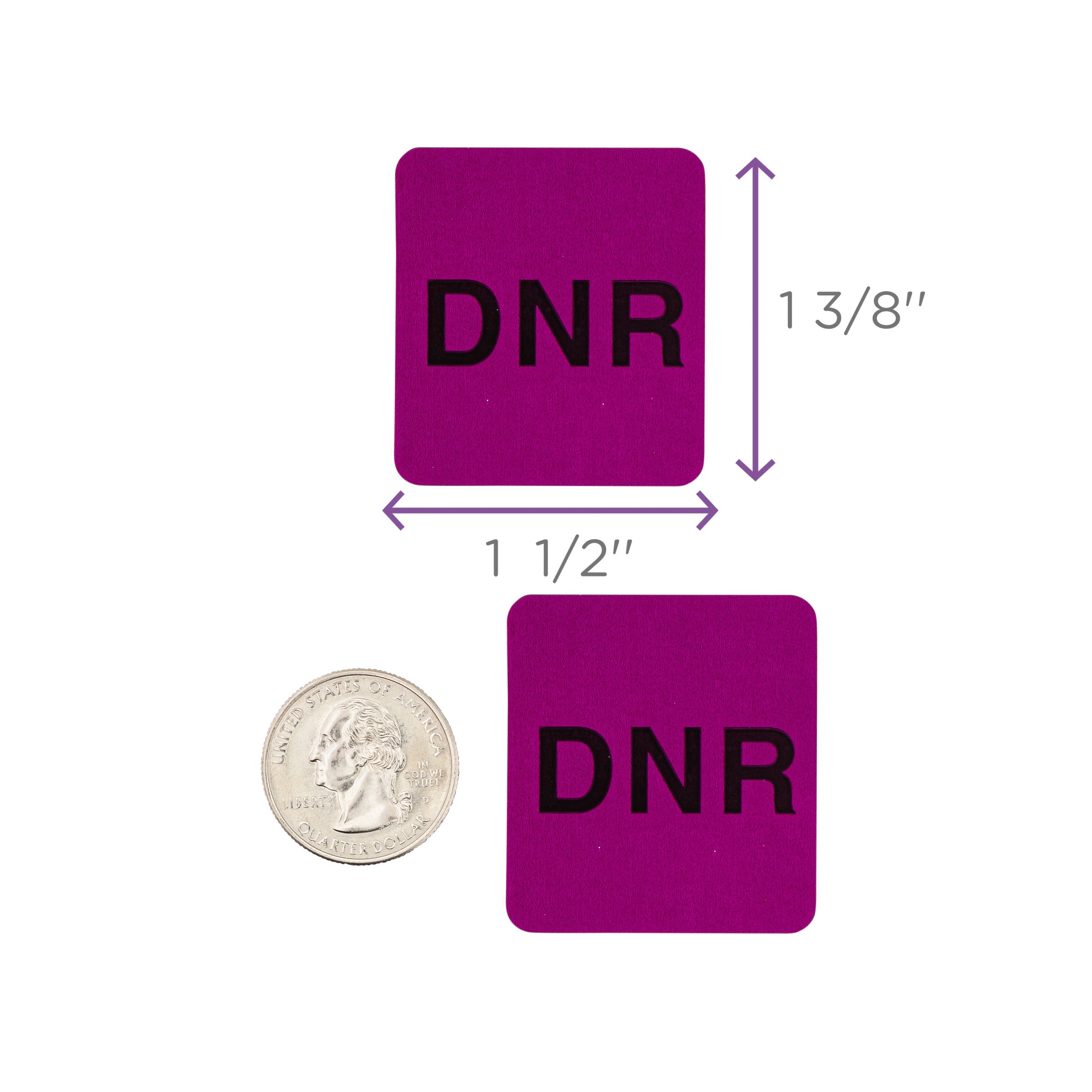 DNR Alert and Instruction Labels, Purple, W1.5" x H1.375" (Roll of 100)