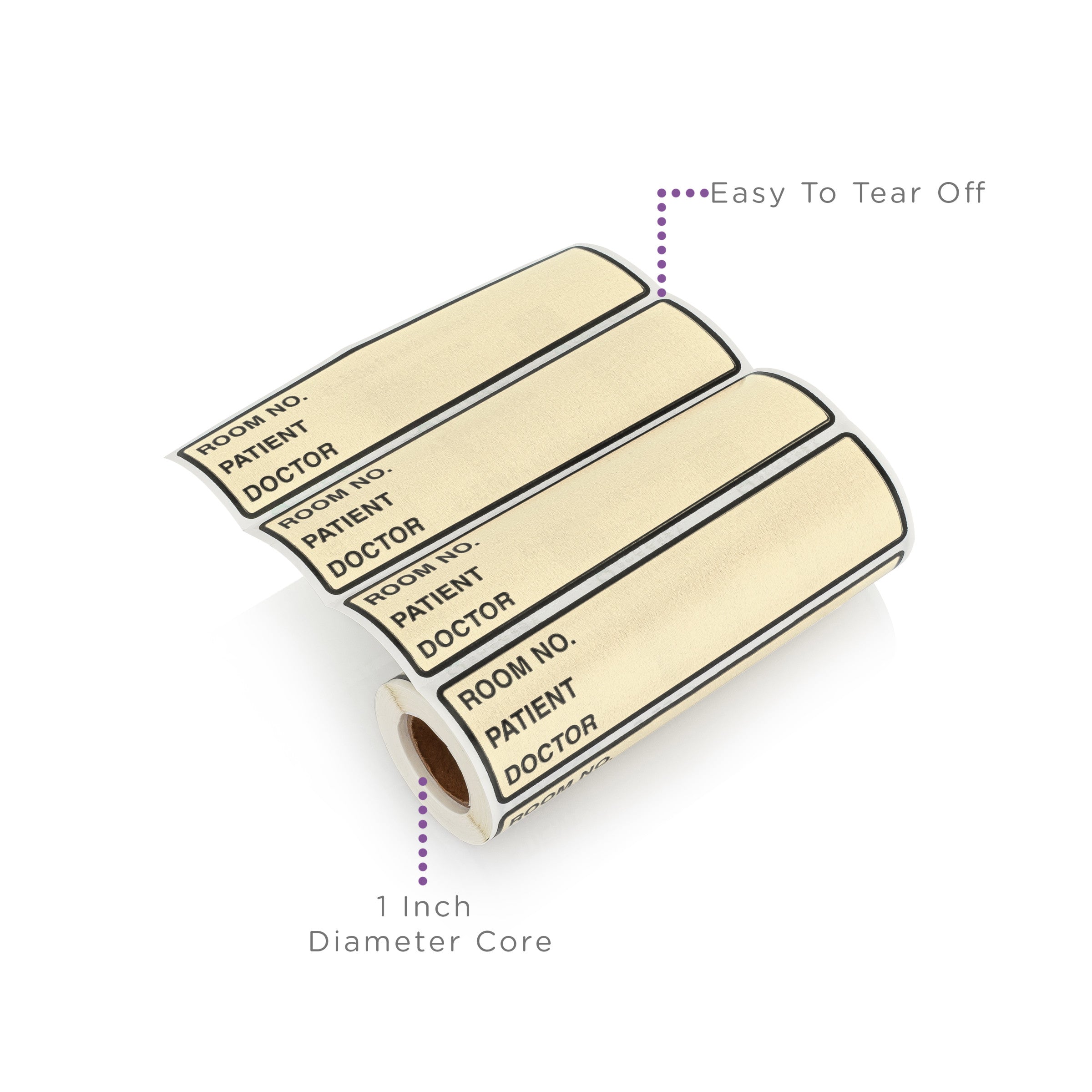 Room No. / Patient / Doctor Preprinted ID Labels for 1.5 – 4” Ring Binder Spines - Roll of 200