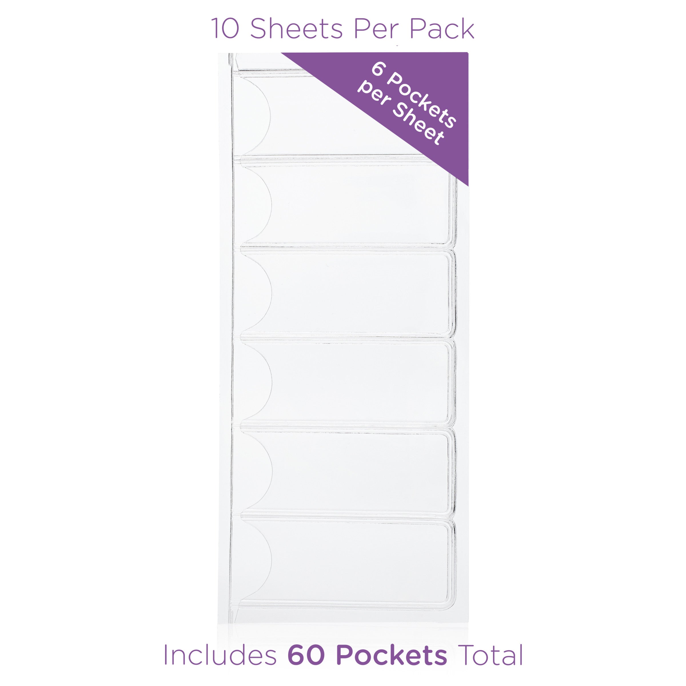 Half Size Self Adhesive Card Pocket, 60 Pack