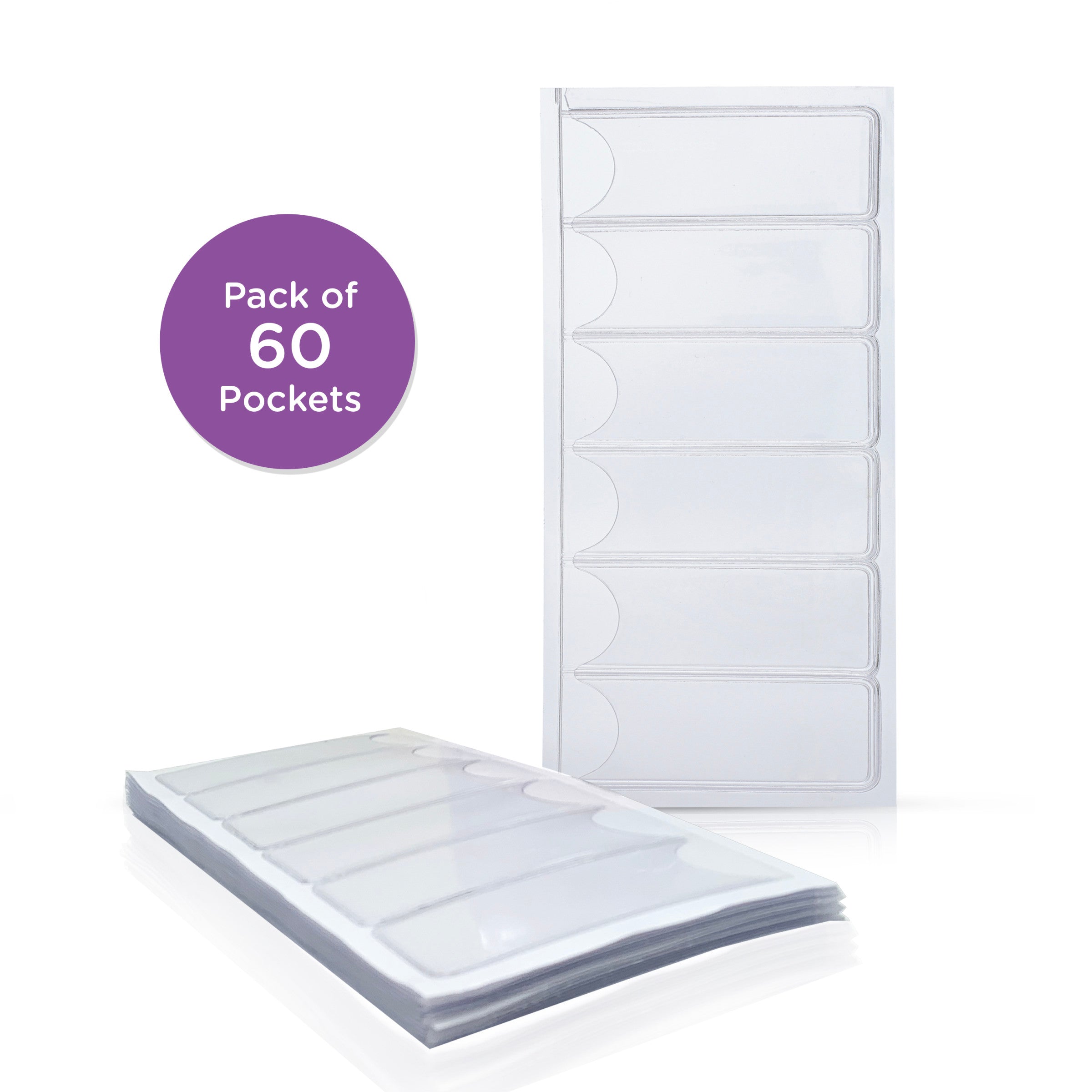 Half Size Self Adhesive Card Pocket, 60 Pack