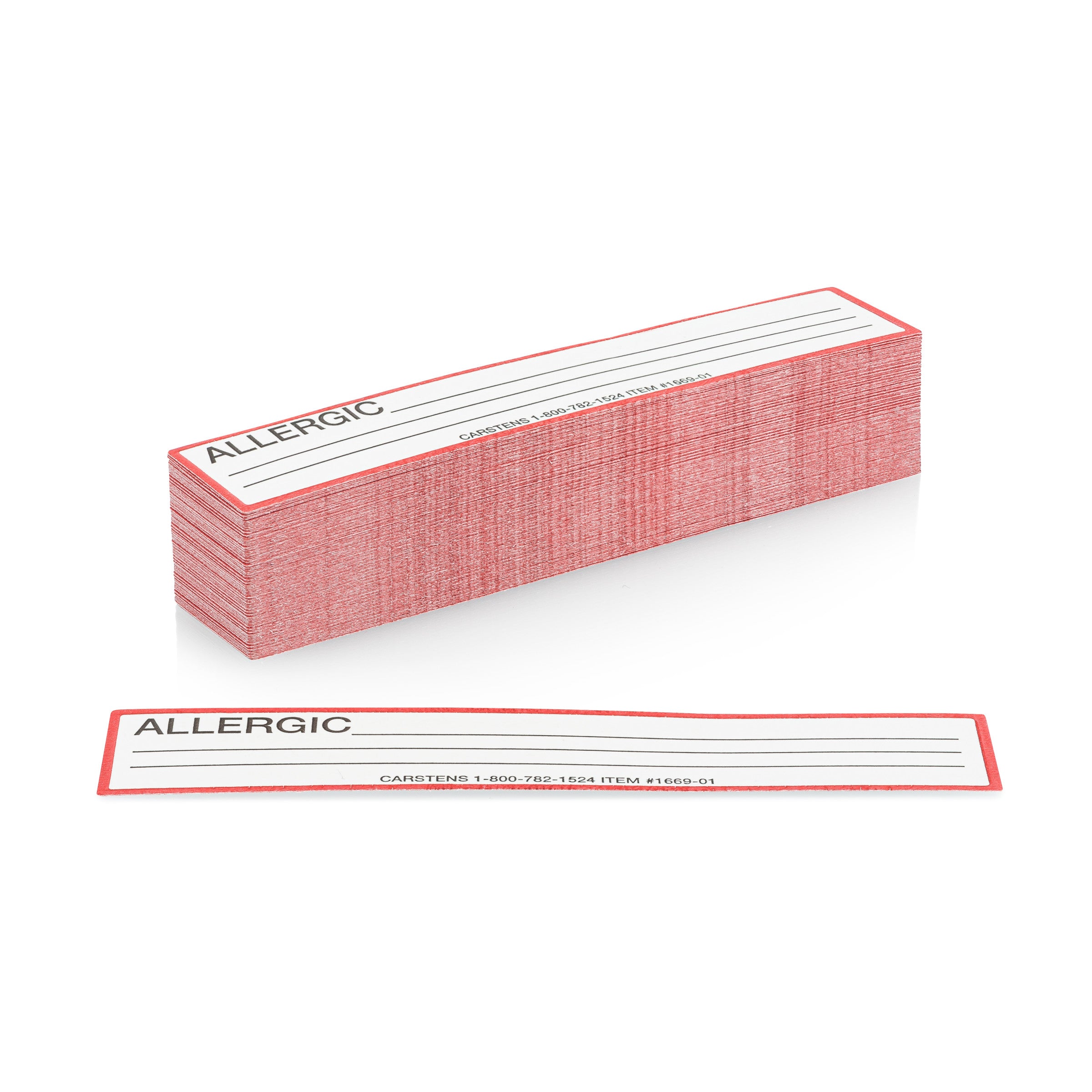 Allergic Alert/Instruction Card, White, W5.25" x H1" (100 pack)