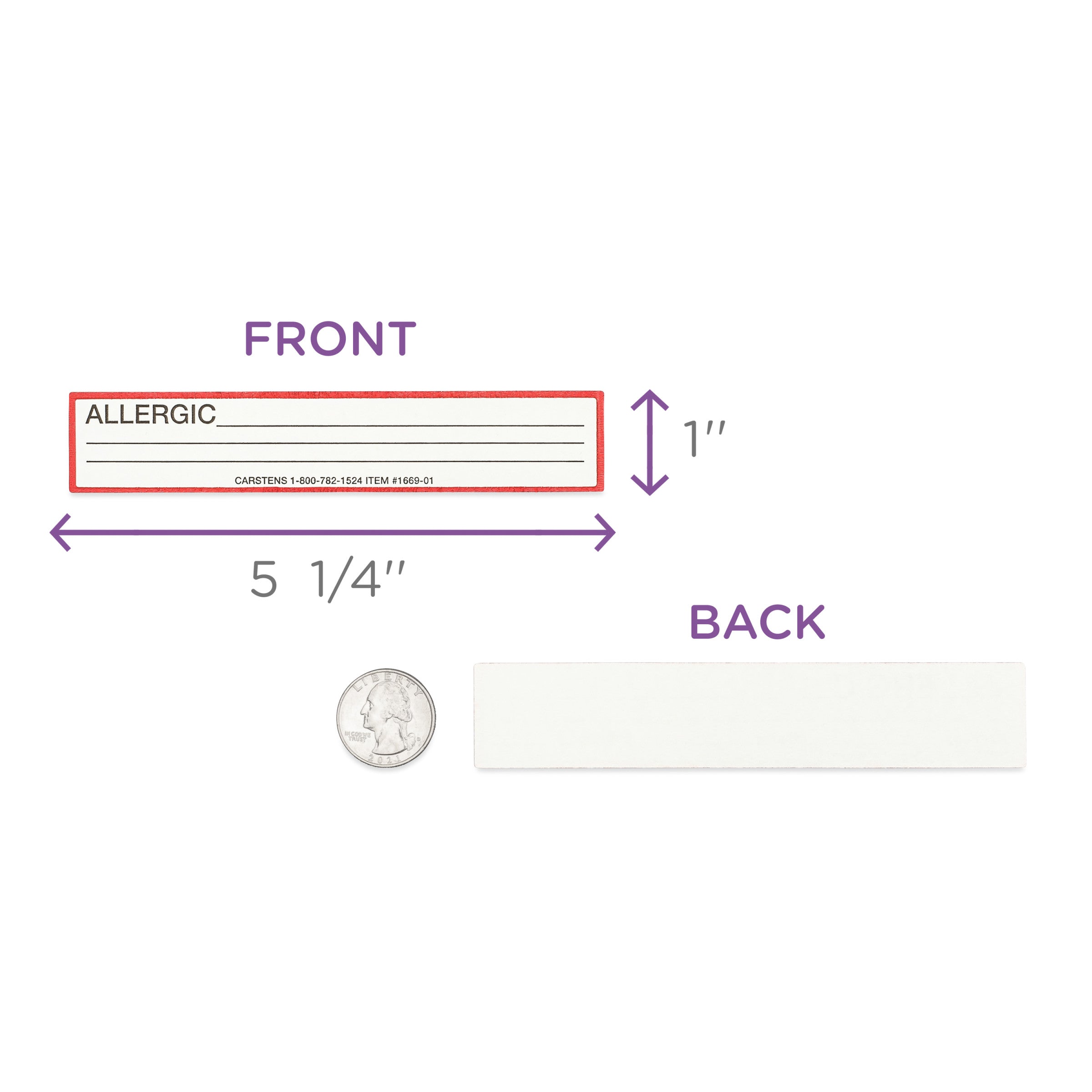 Allergic Alert/Instruction Card, White, W5.25" x H1" (100 pack)
