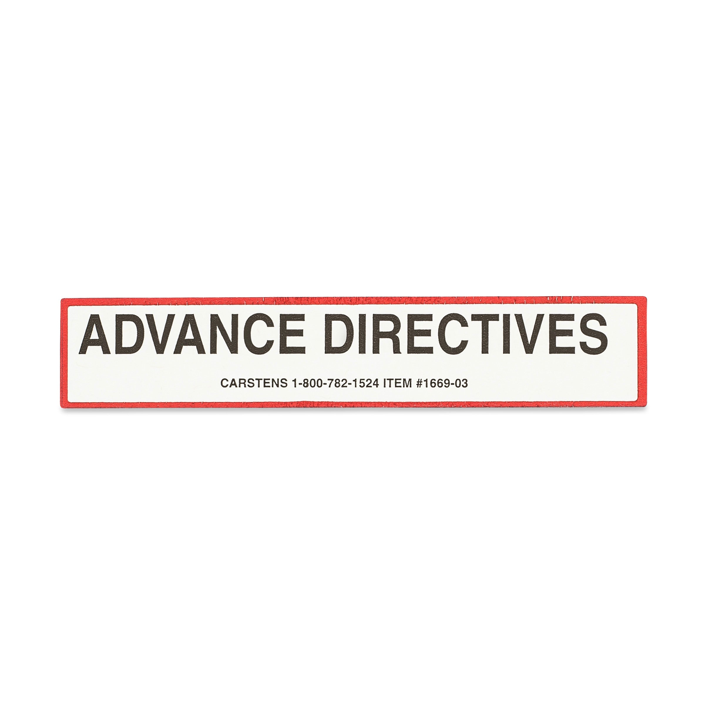 Advance Directives Alert/Instruction Card, White, W5.25" x H1" (100 pack)