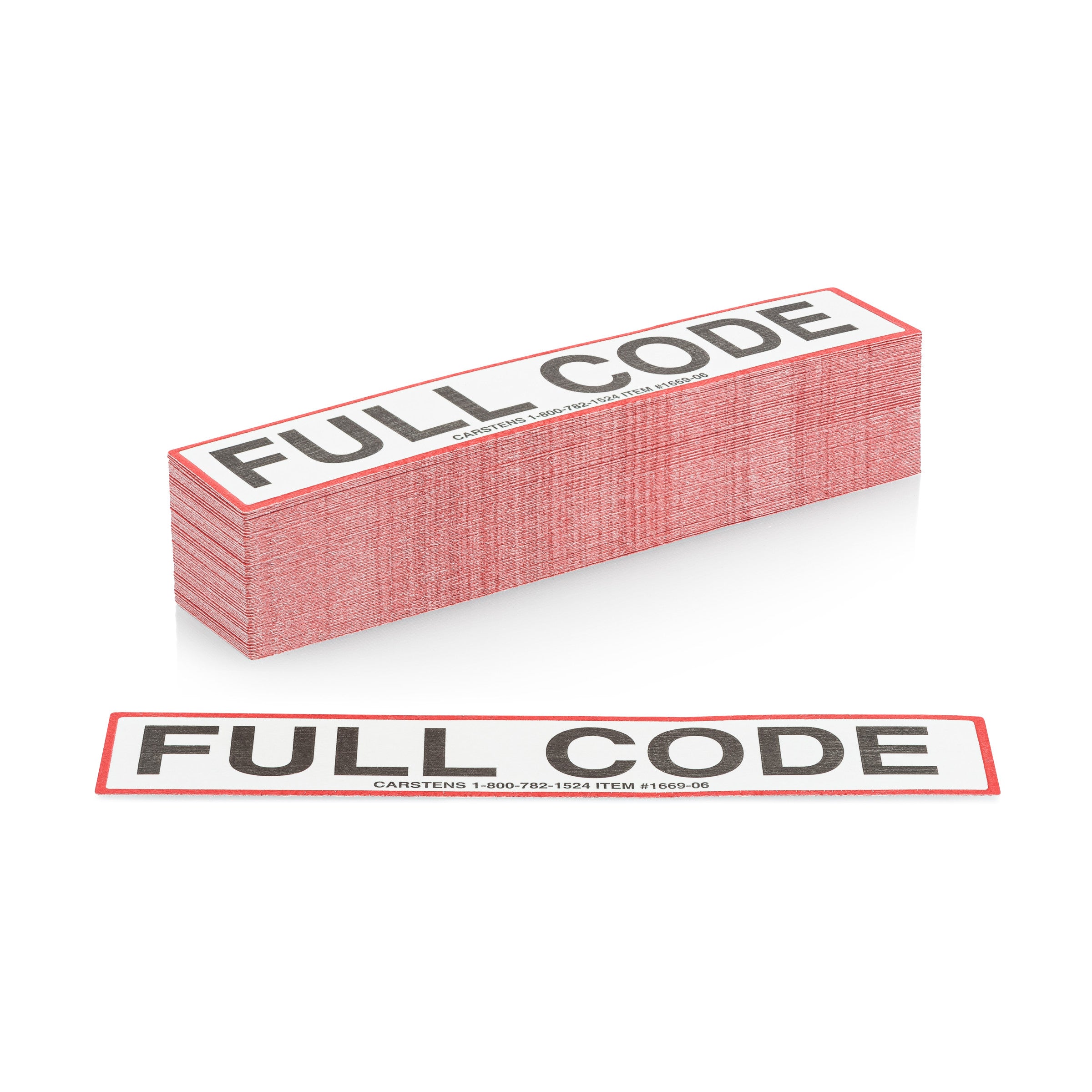 Full Code Alert/Instruction Card, White, W5.25" x H1" (100 pack)