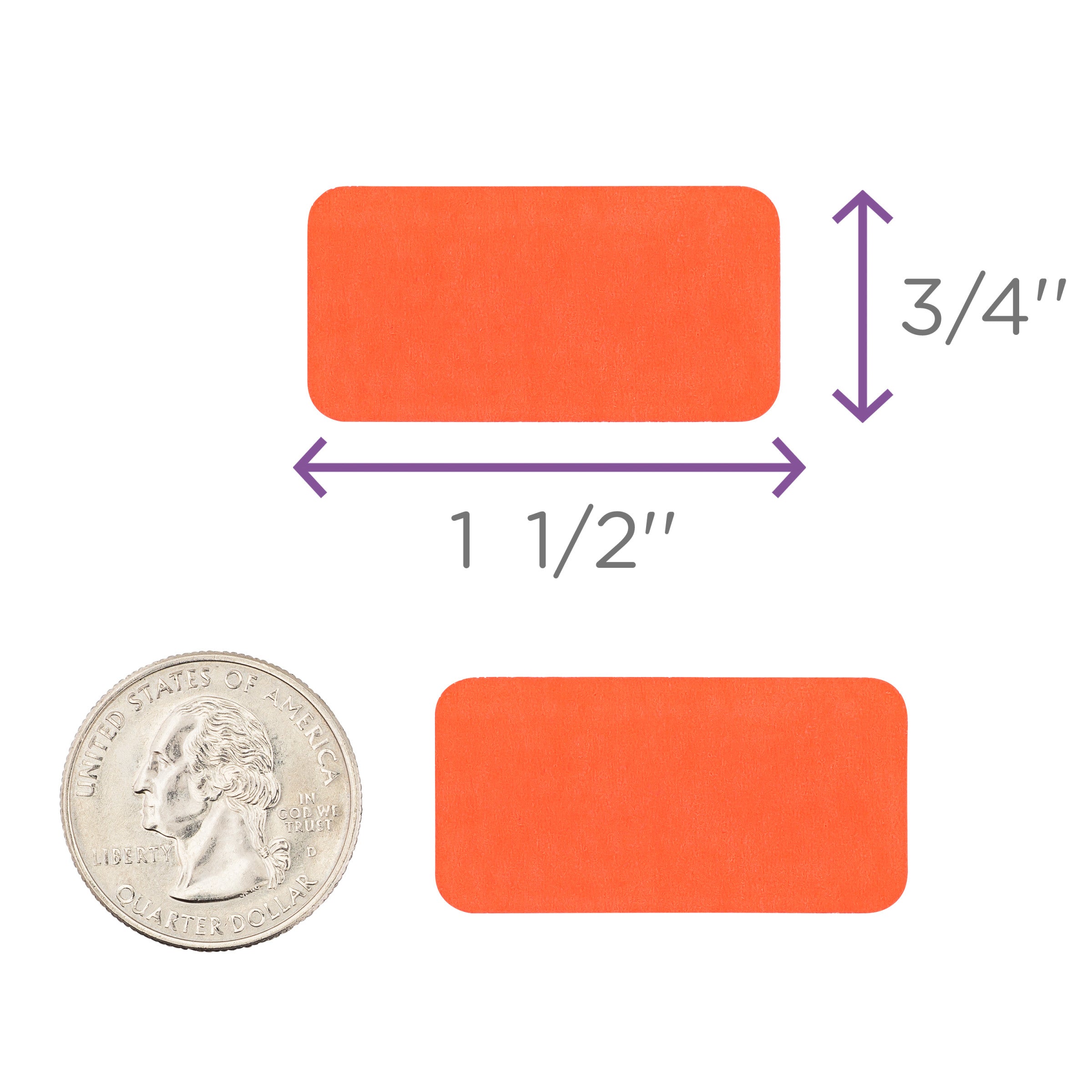 Blank Flourescent Alert and Instruction Label, Red, W1.5" x H.75" (Roll of 100)