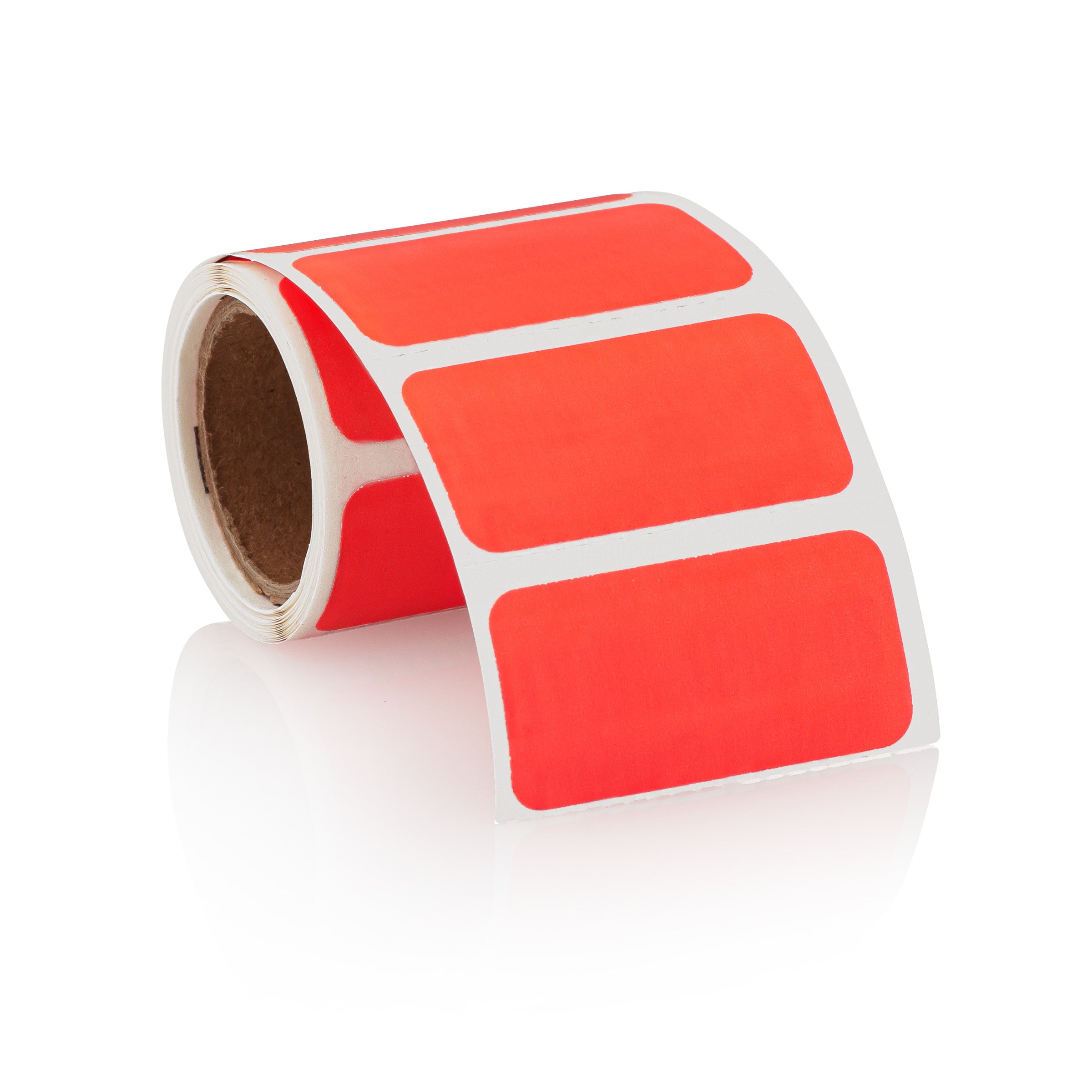 Blank Flourescent Alert and Instruction Label, Red, W1.5" x H.75" (Roll of 100)