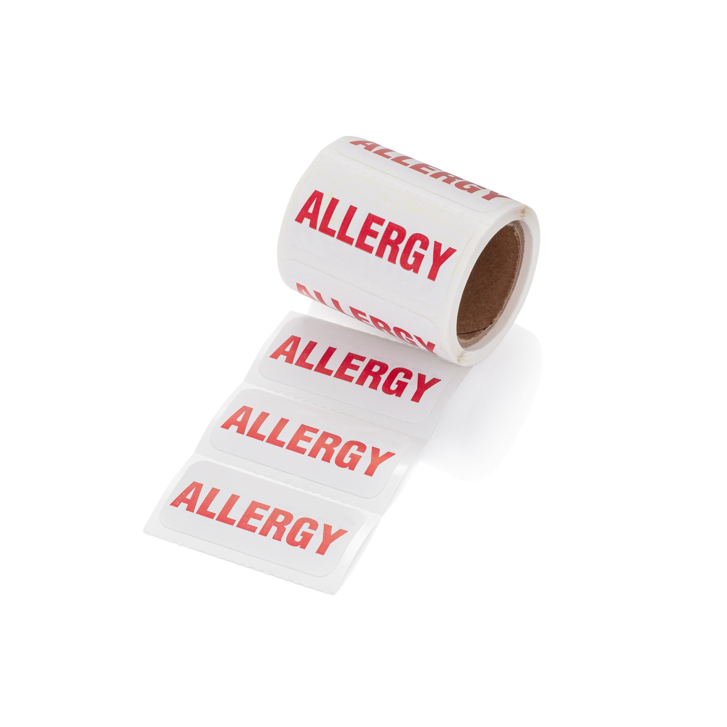 Allergy Alert and Instruction Label, White, W1.5" x H.75" (Roll of 100)