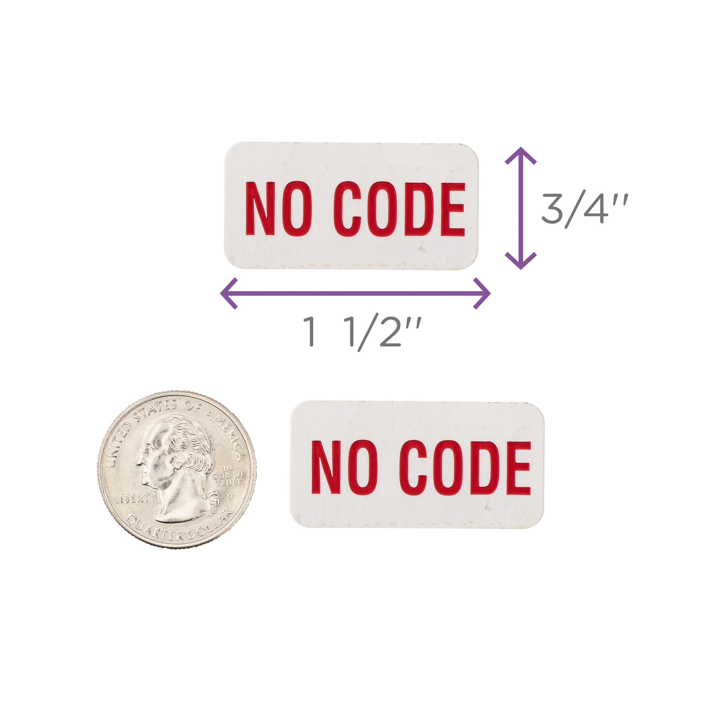 No Code Alert and Instruction Labels, White, W1.5" x H.75" (Roll of 100)