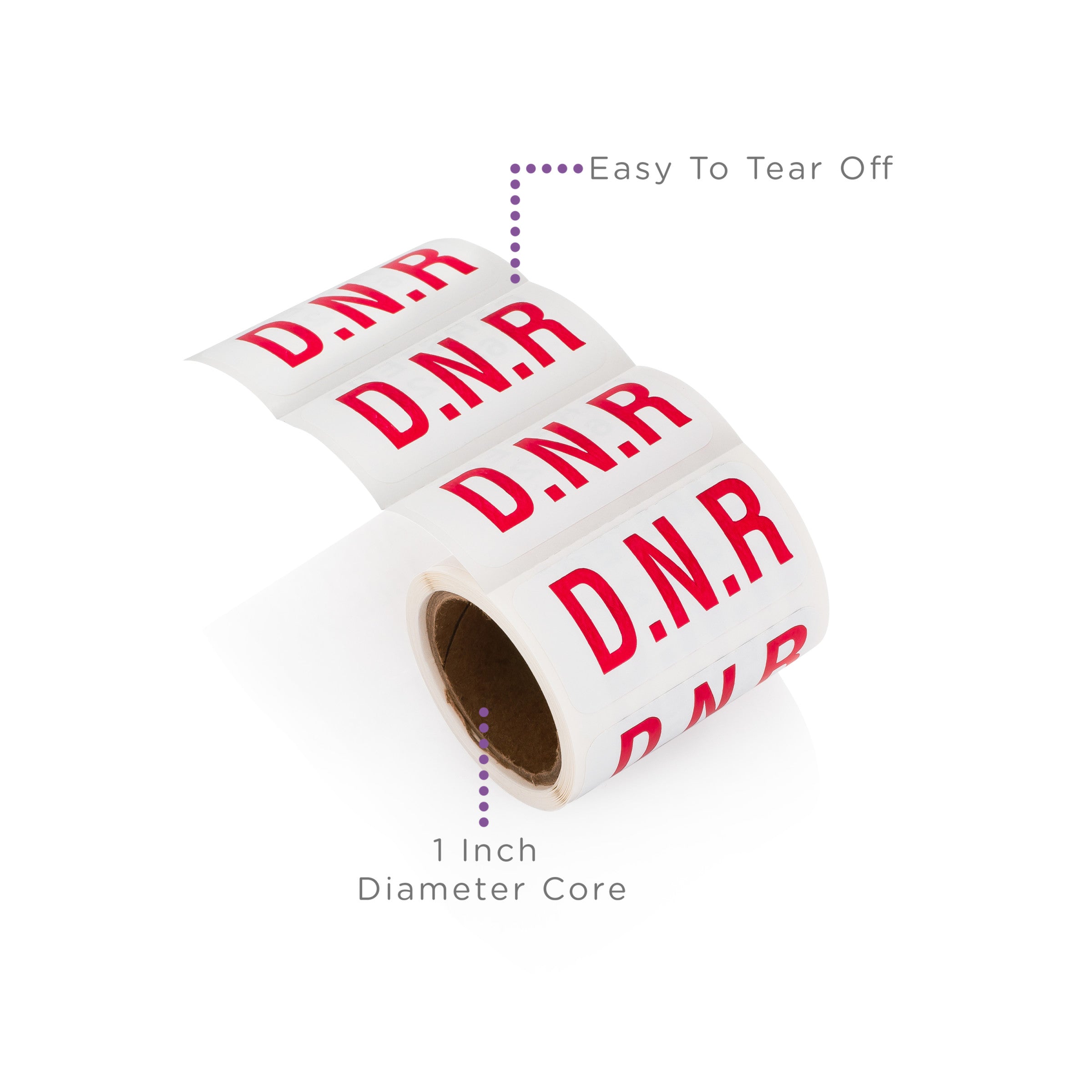 D.N.R. Alert and Instruction Labels, White, W1.5" x H.75" (Roll of 100)