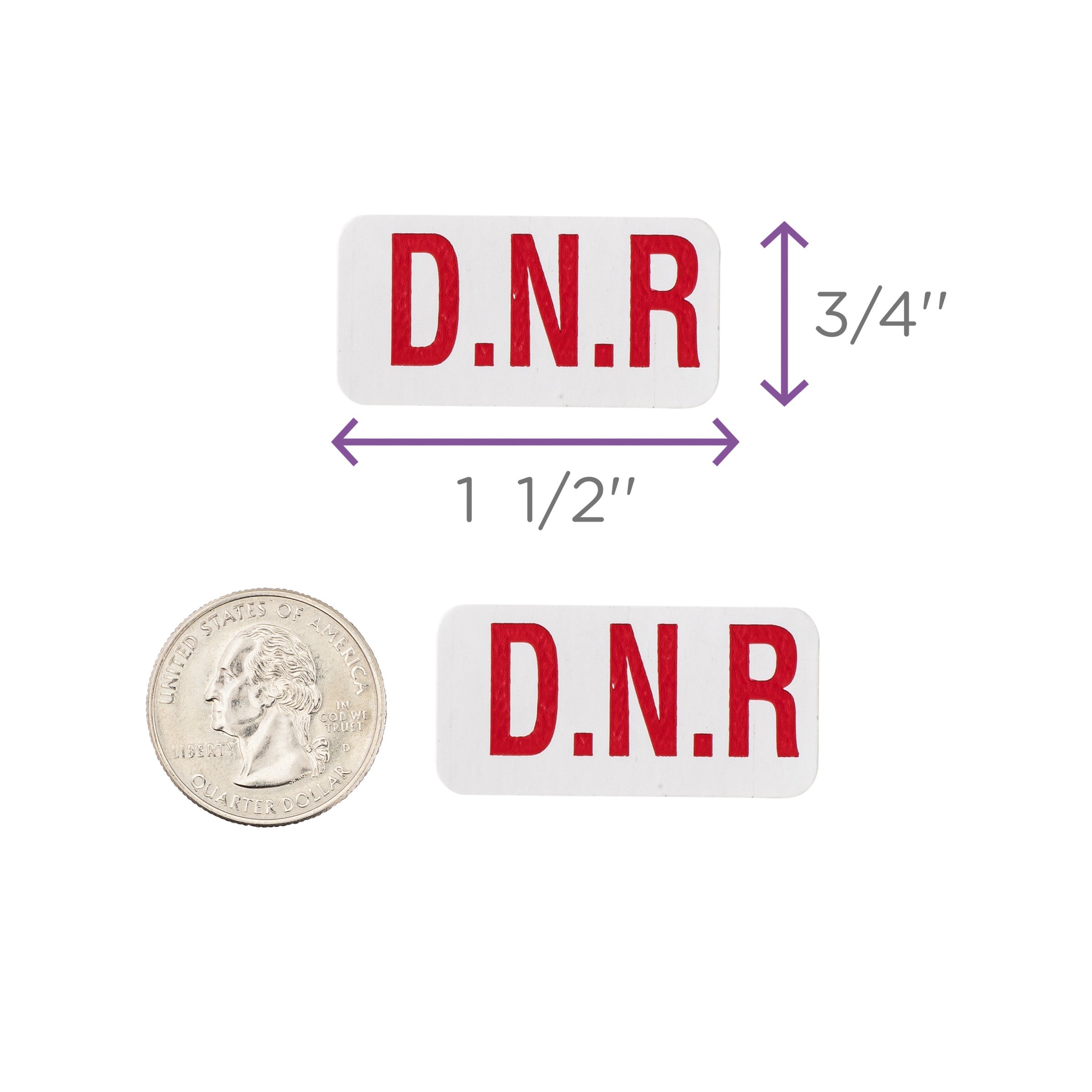 D.N.R. Alert and Instruction Labels, White, W1.5" x H.75" (Roll of 100)