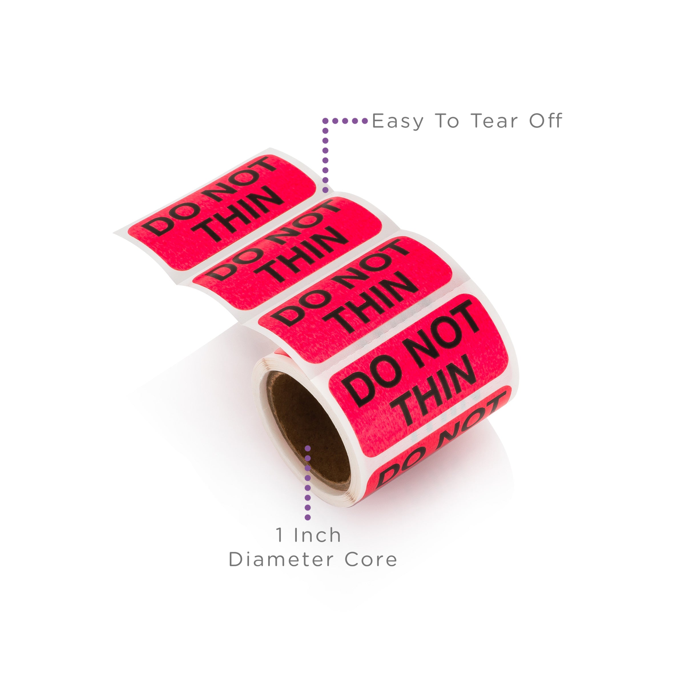 Do Not Thin Alert and Instruction Labels, Red, W1.5" x H.75" (Roll of 100)