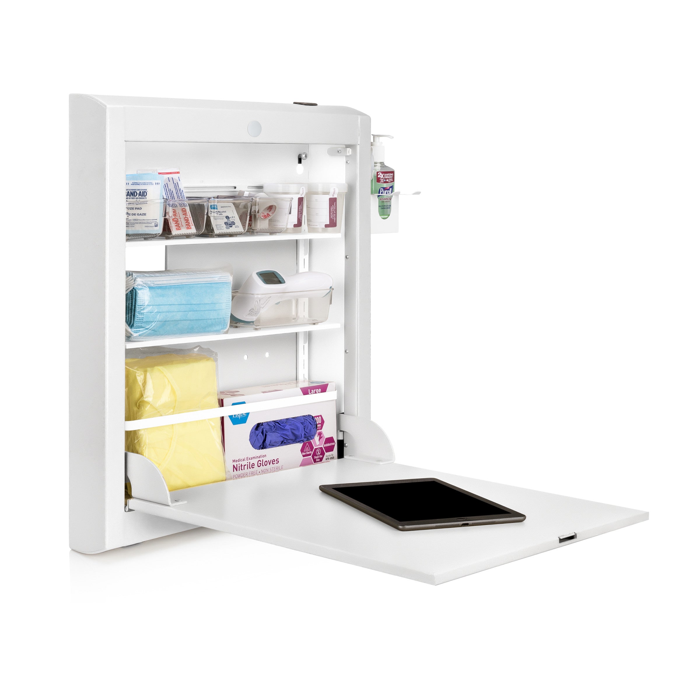 CarePod™ Narrow Wall-Mounted Workstations, 4" Depth, Powder White