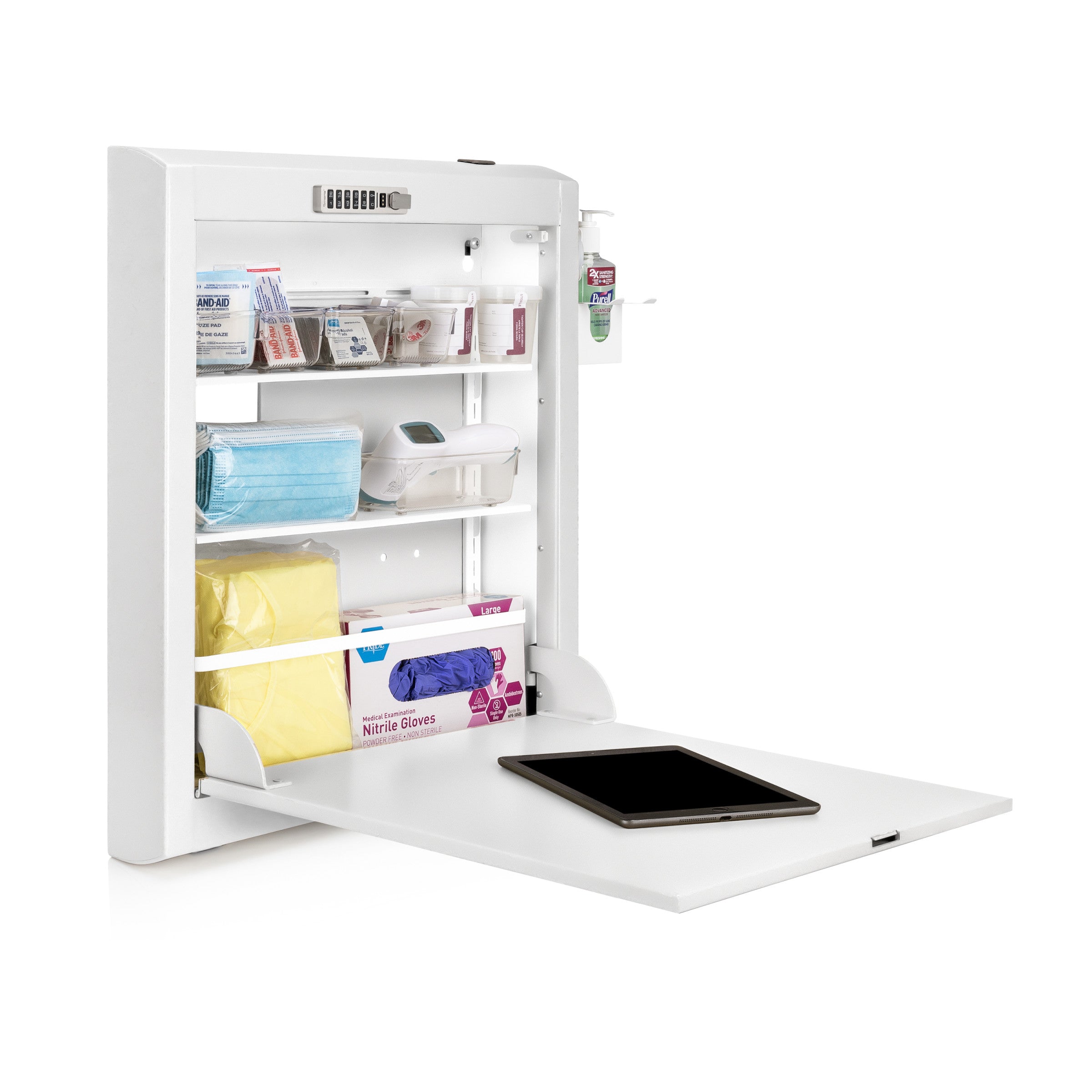CarePod™ Narrow Wall-Mounted Workstations, 4" Depth, Powder White