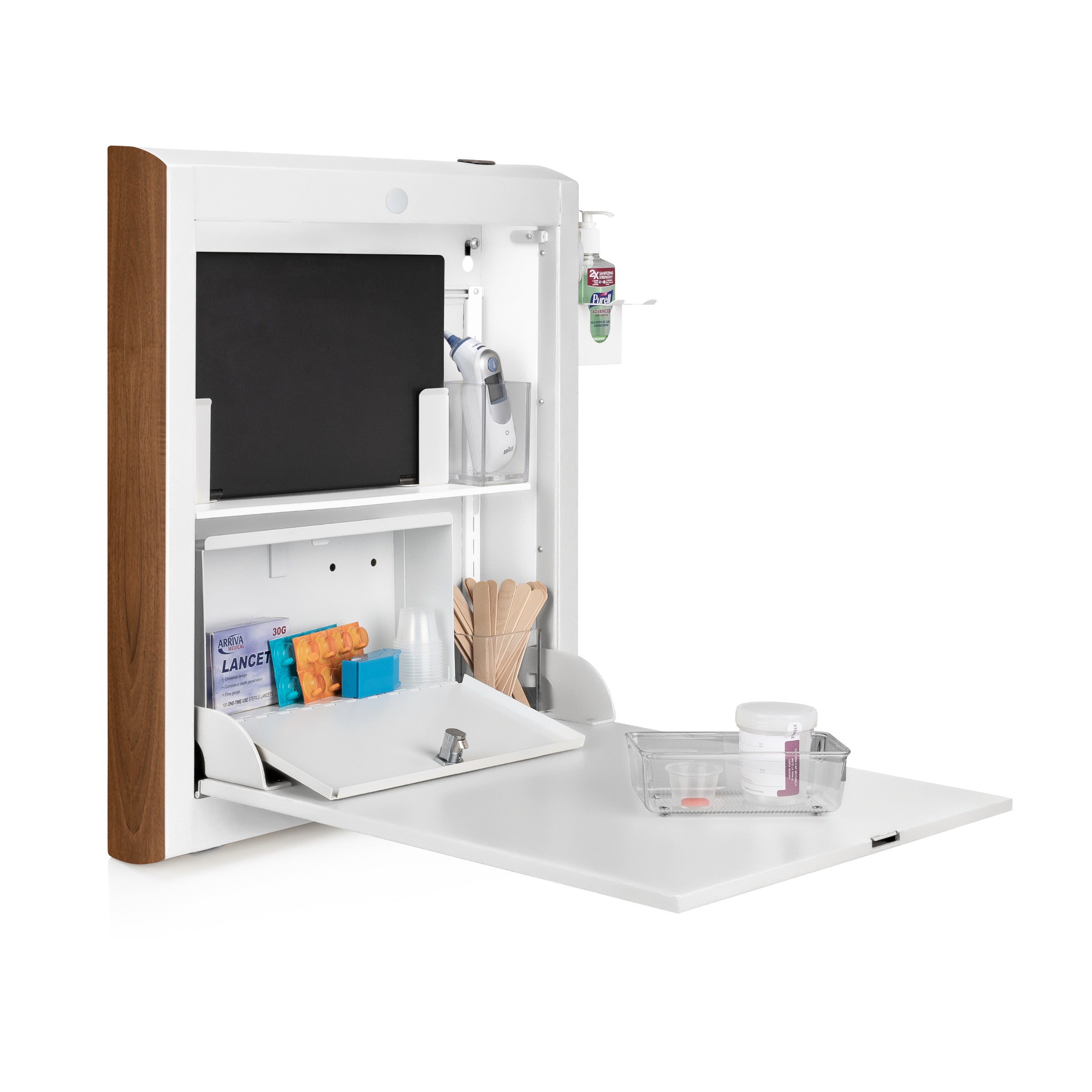 CarePod™ Narrow Wall-Mounted Workstations, 4" Depth, Powder White