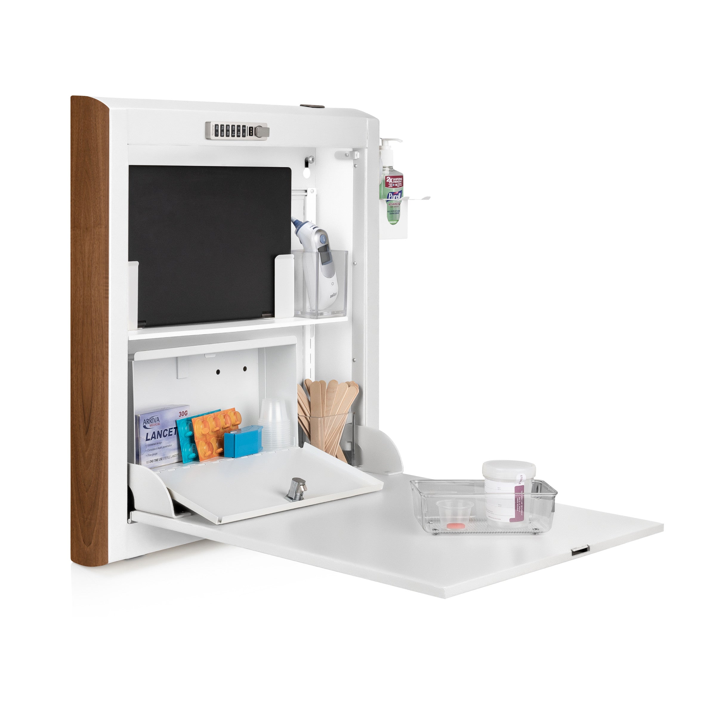 CarePod™ Narrow Wall-Mounted Workstations, 4" Depth, Powder White