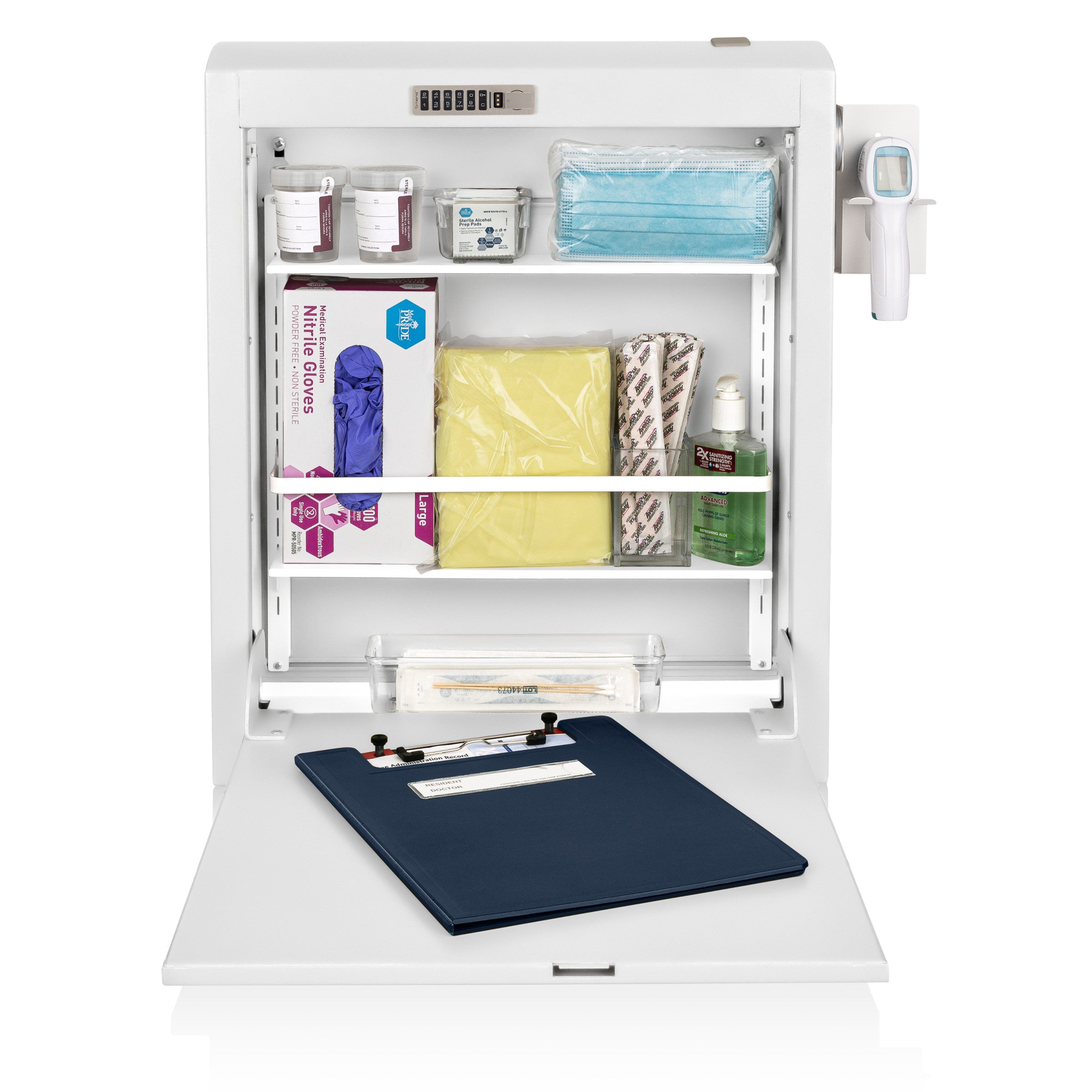 CarePod™ Narrow Wall-Mounted Workstations, 4" Depth, Powder White