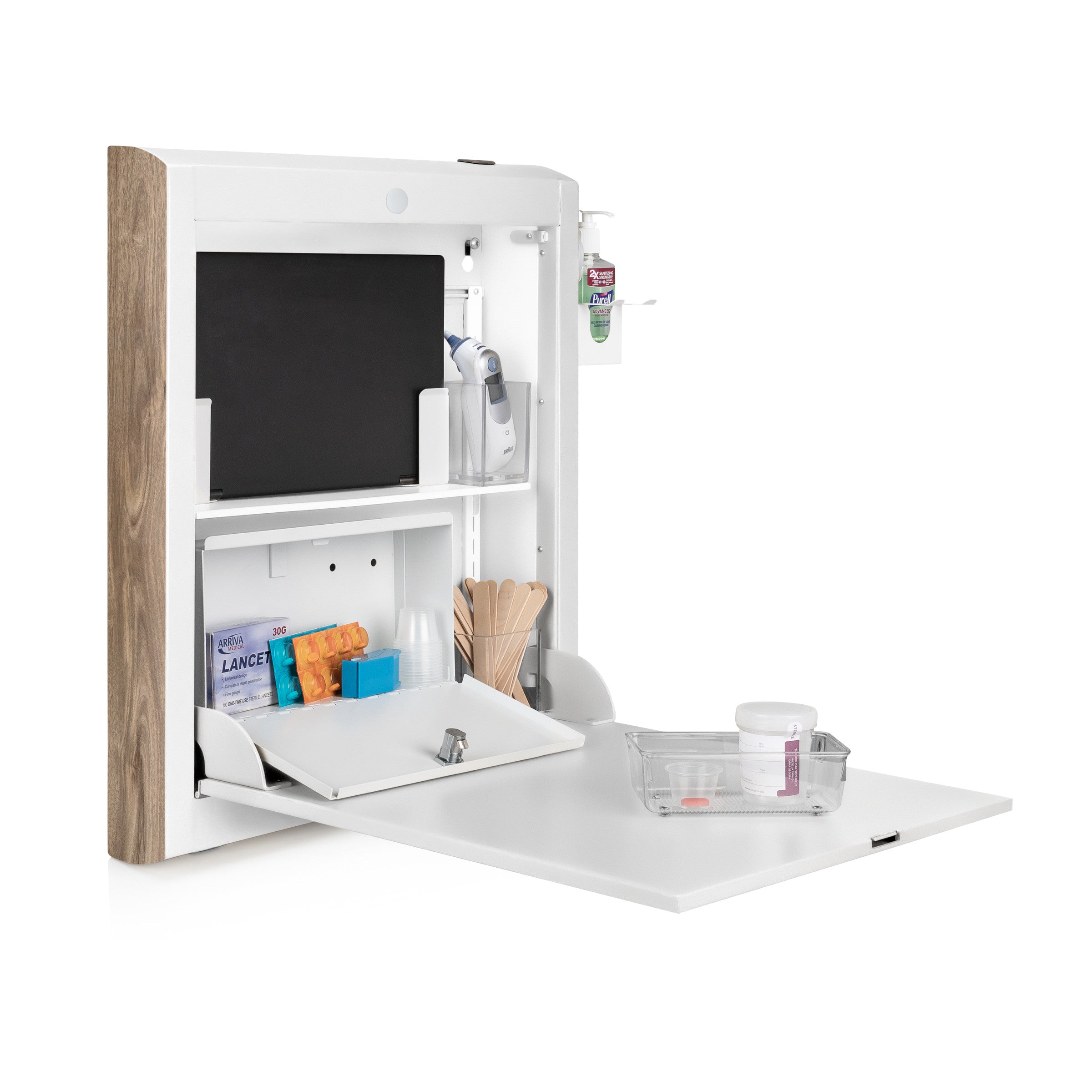 CarePod™ Narrow Wall-Mounted Workstations, 4" Depth, Powder White