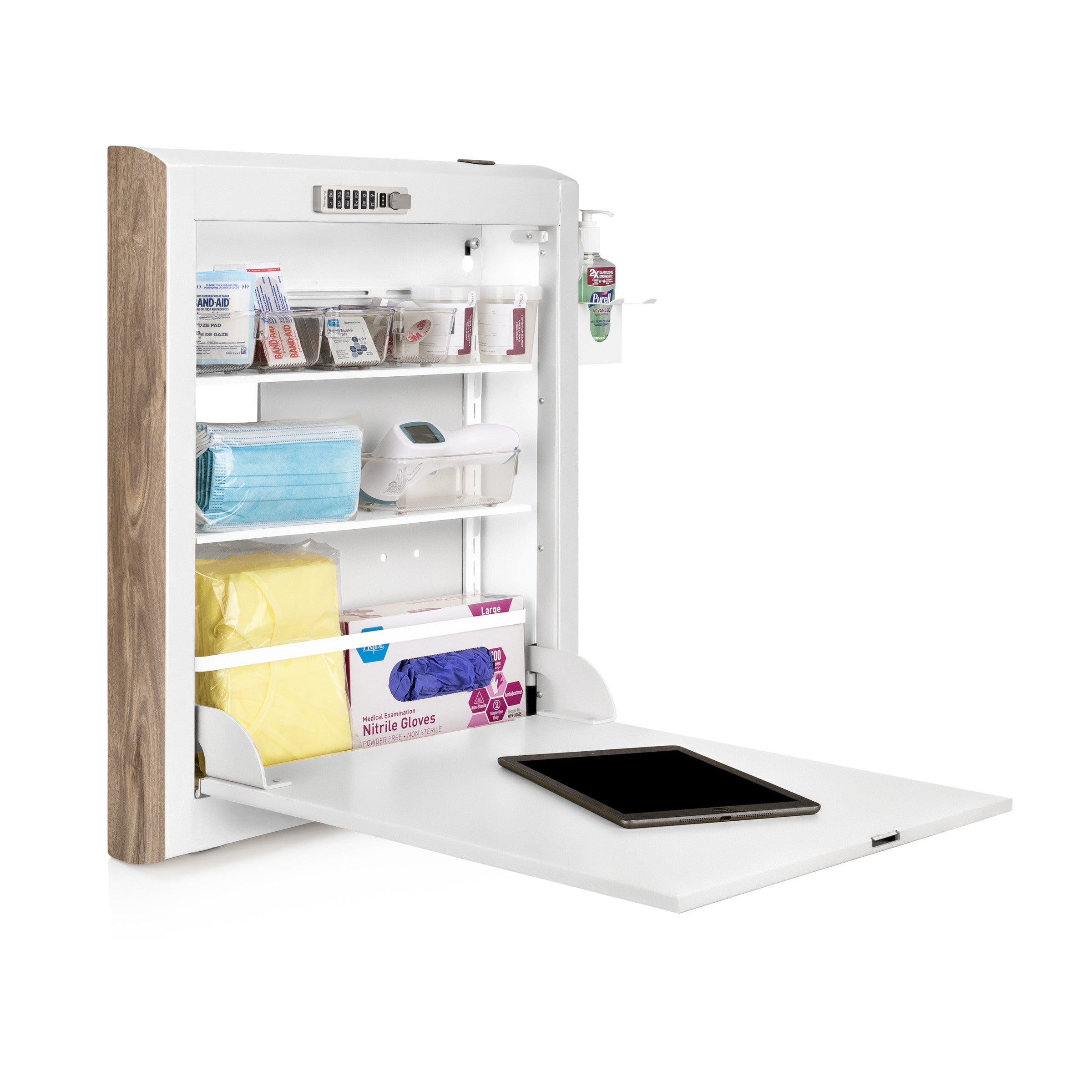 CarePod™ Narrow Wall-Mounted Workstations, 4" Depth, Powder White