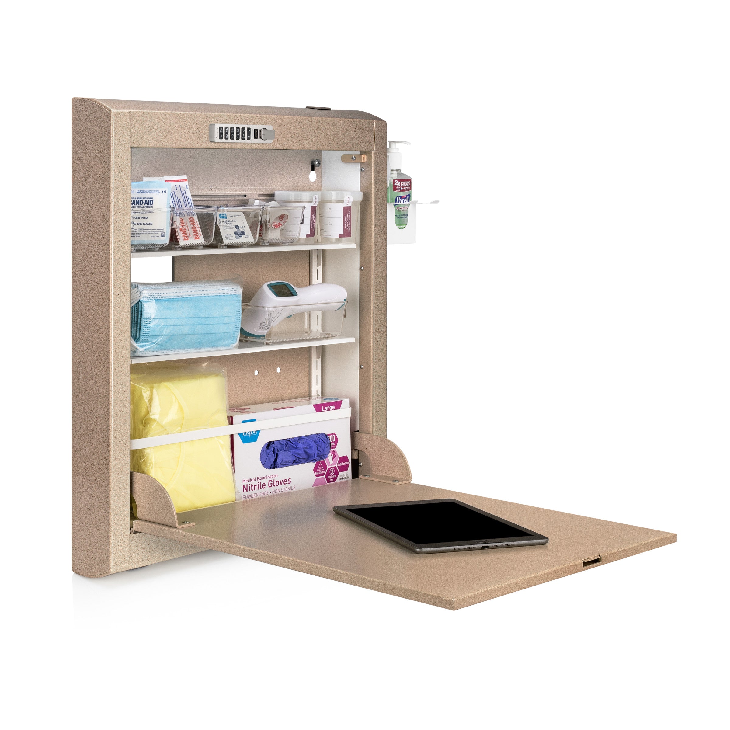 CarePod™ Narrow Wall-Mounted Workstations, 4" Depth, Sandstone