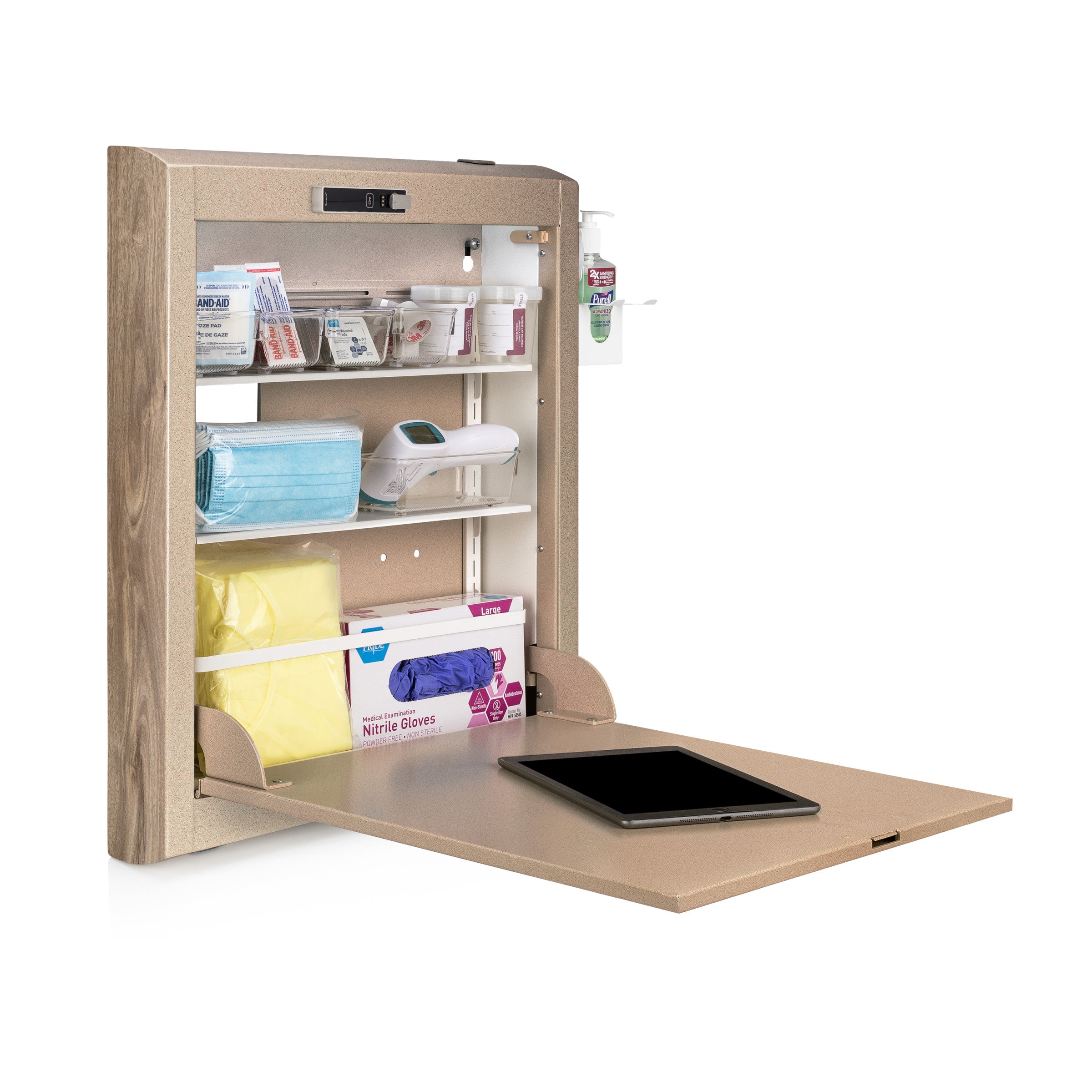 CarePod™ Narrow Wall-Mounted Workstations, 4" Depth, Sandstone