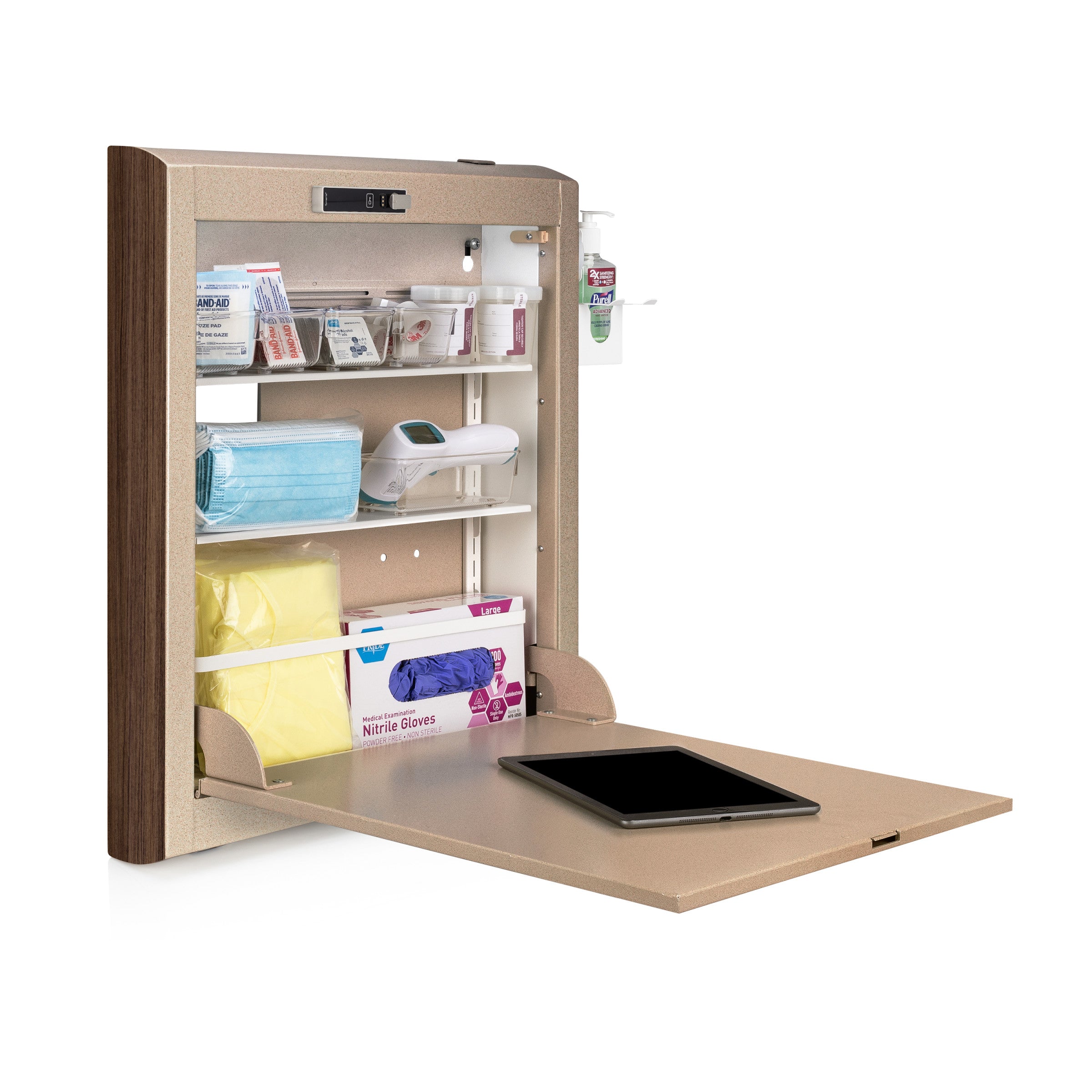 CarePod™ Narrow Wall-Mounted Workstations, 4" Depth, Sandstone
