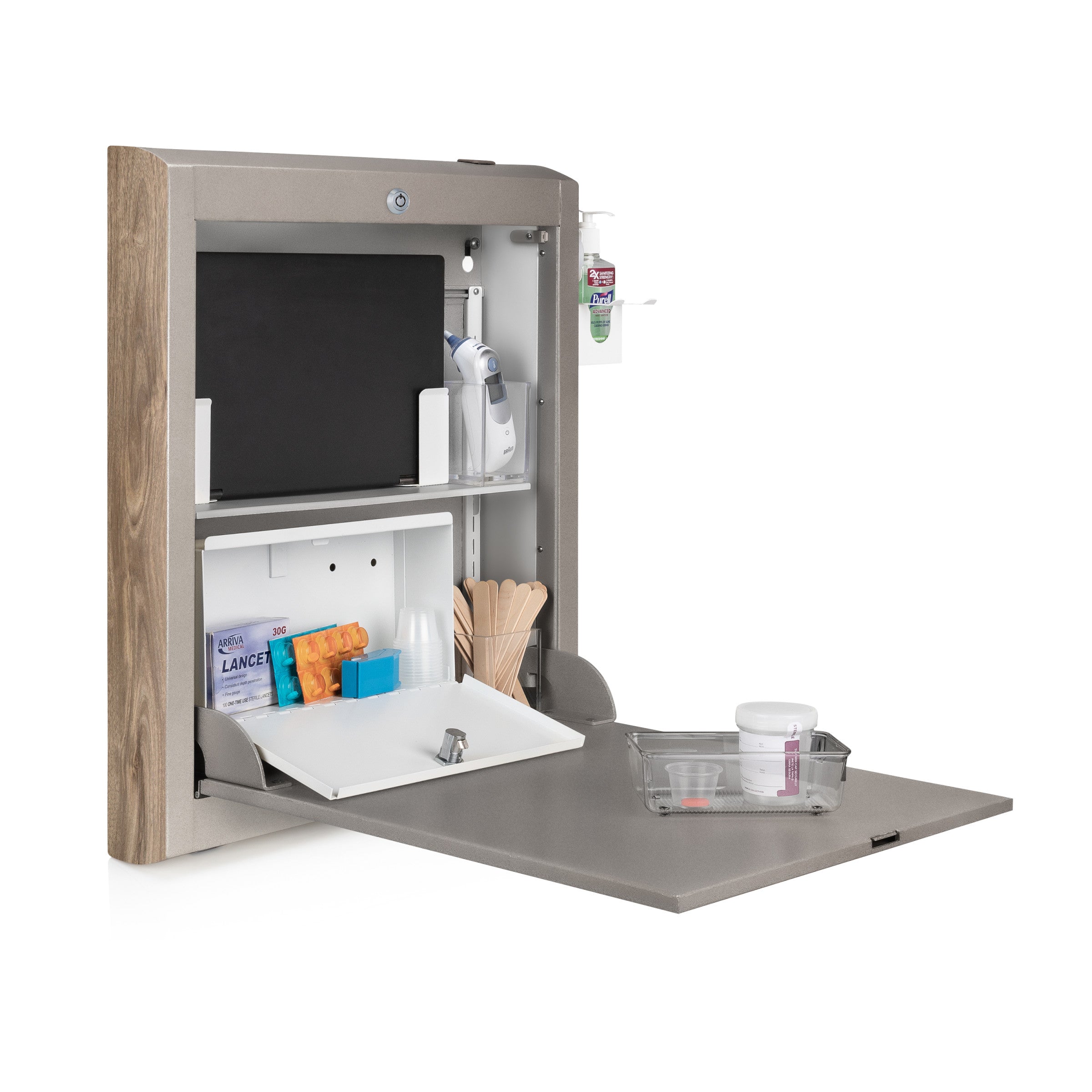 CarePod™ Narrow Wall-Mounted Workstations, 4" Depth, River Rock