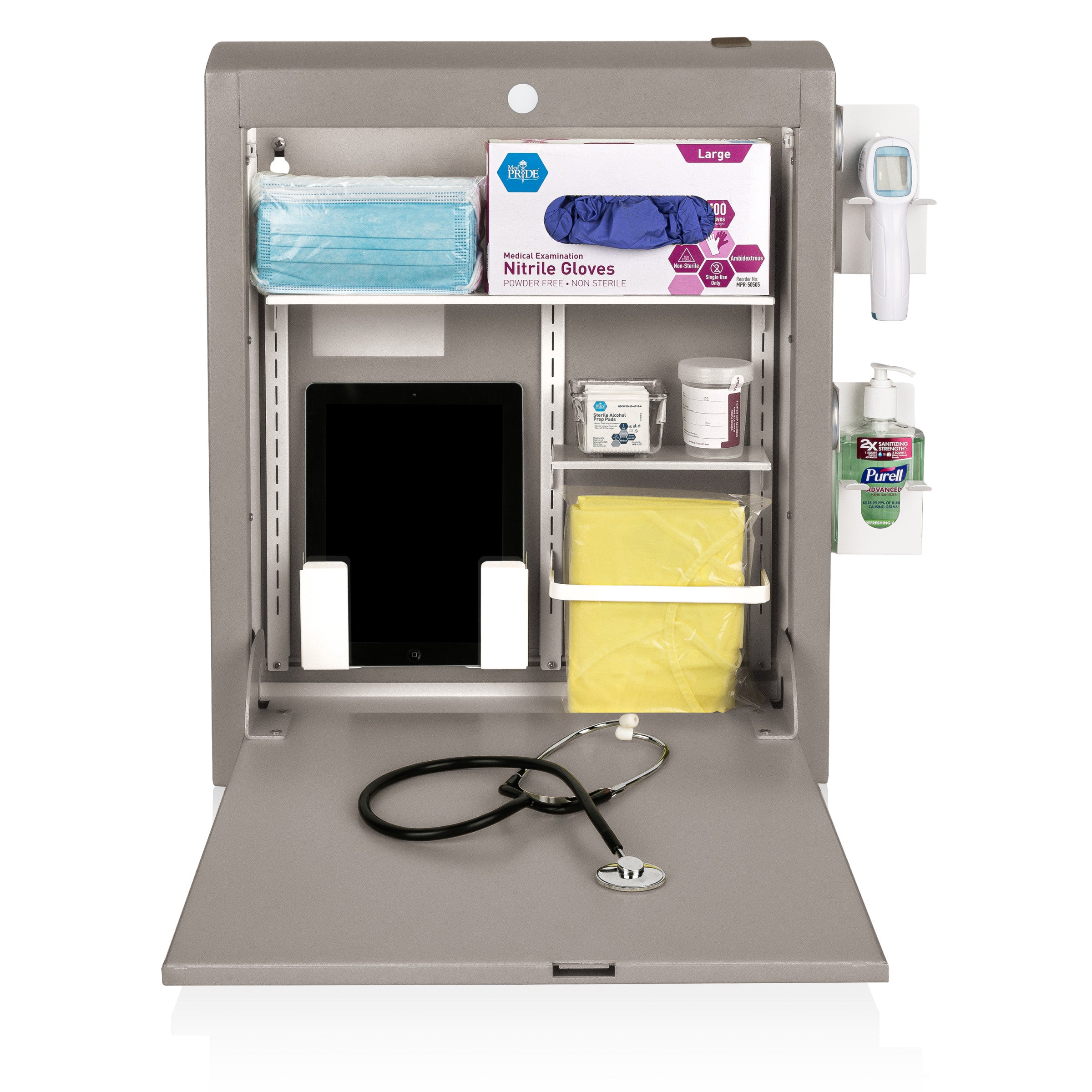 CarePod™ Narrow Wall-Mounted Workstations, 4" Depth, River Rock