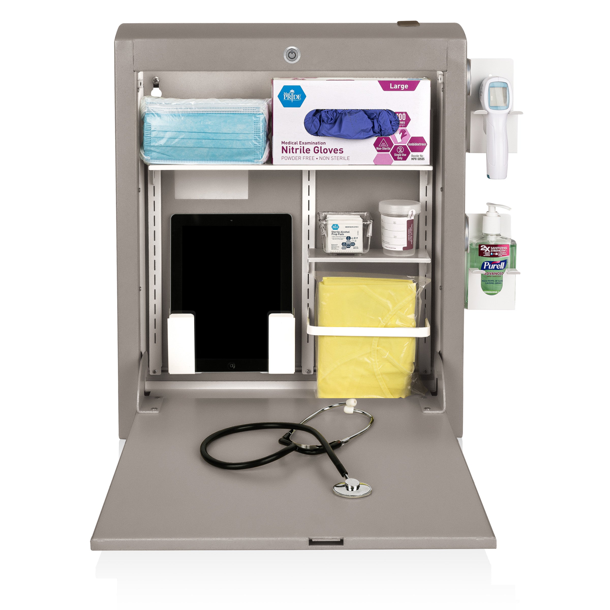 CarePod™ Narrow Wall-Mounted Workstations, 4" Depth, River Rock