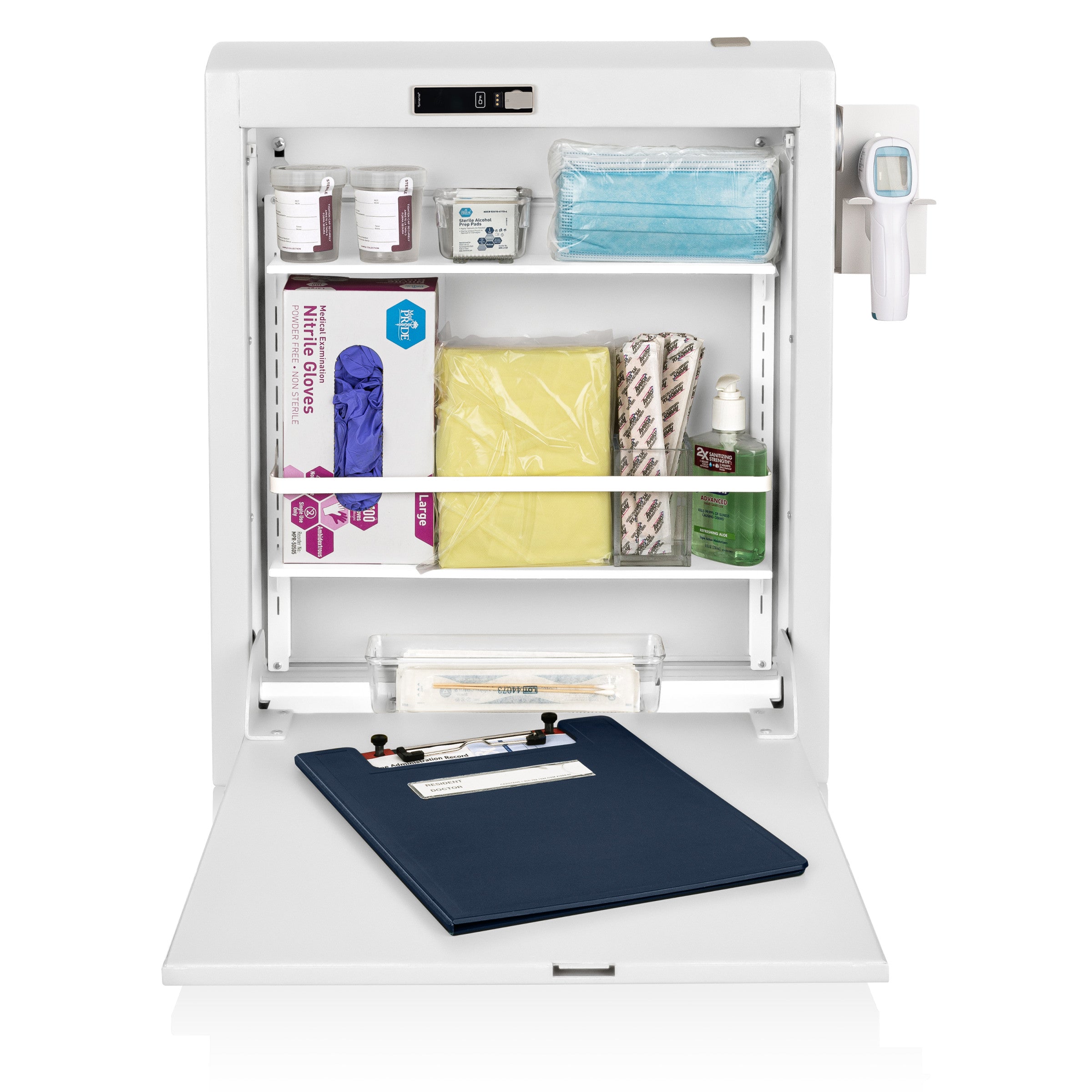 CarePod™ Narrow Wall-Mounted Workstations, 6" Depth, Powder White