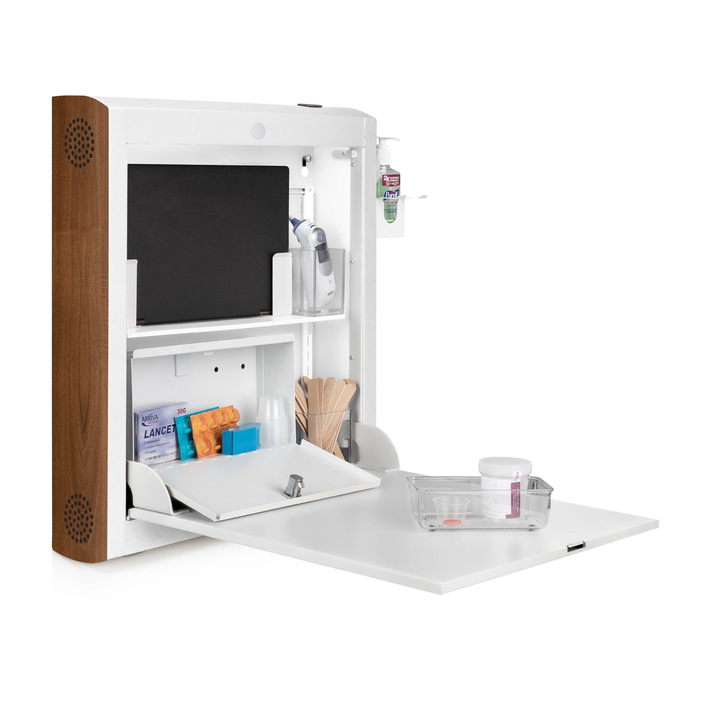 CarePod™ Narrow Wall-Mounted Workstations, 6" Depth, Powder White