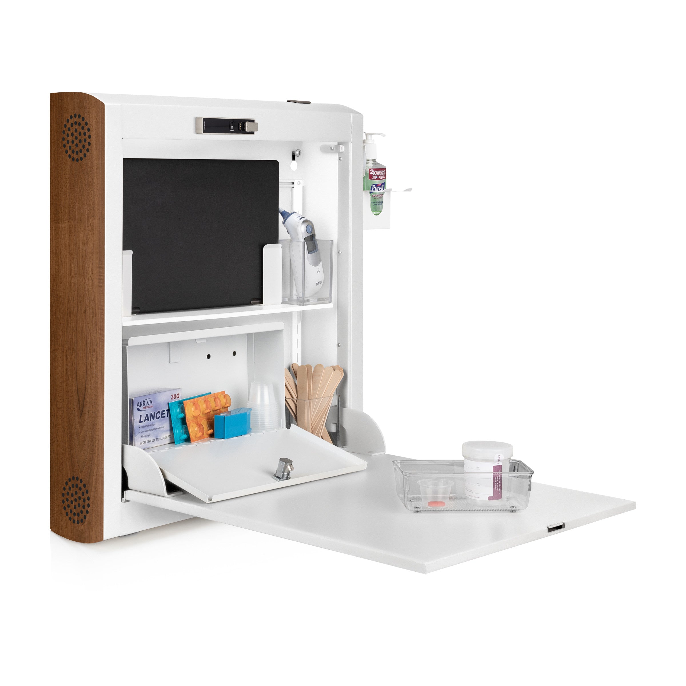 CarePod™ Narrow Wall-Mounted Workstations, 6" Depth, Powder White