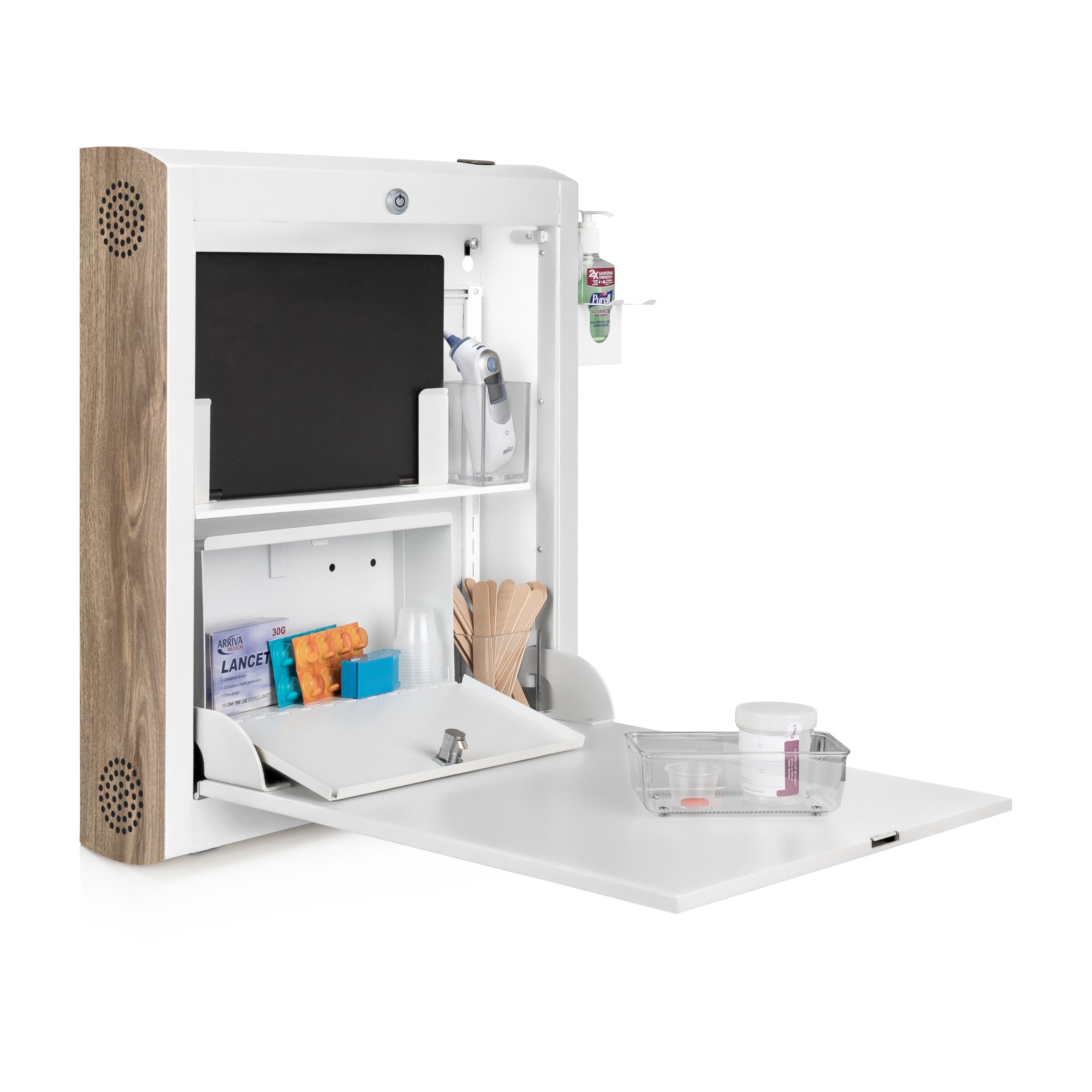 CarePod™ Narrow Wall-Mounted Workstations, 6" Depth, Powder White