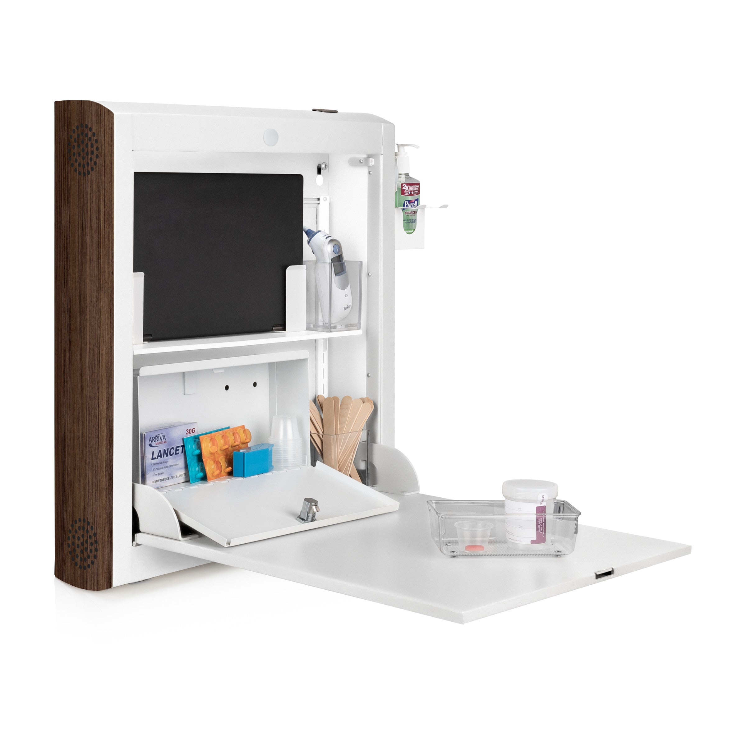 CarePod™ Narrow Wall-Mounted Workstations, 6" Depth, Powder White