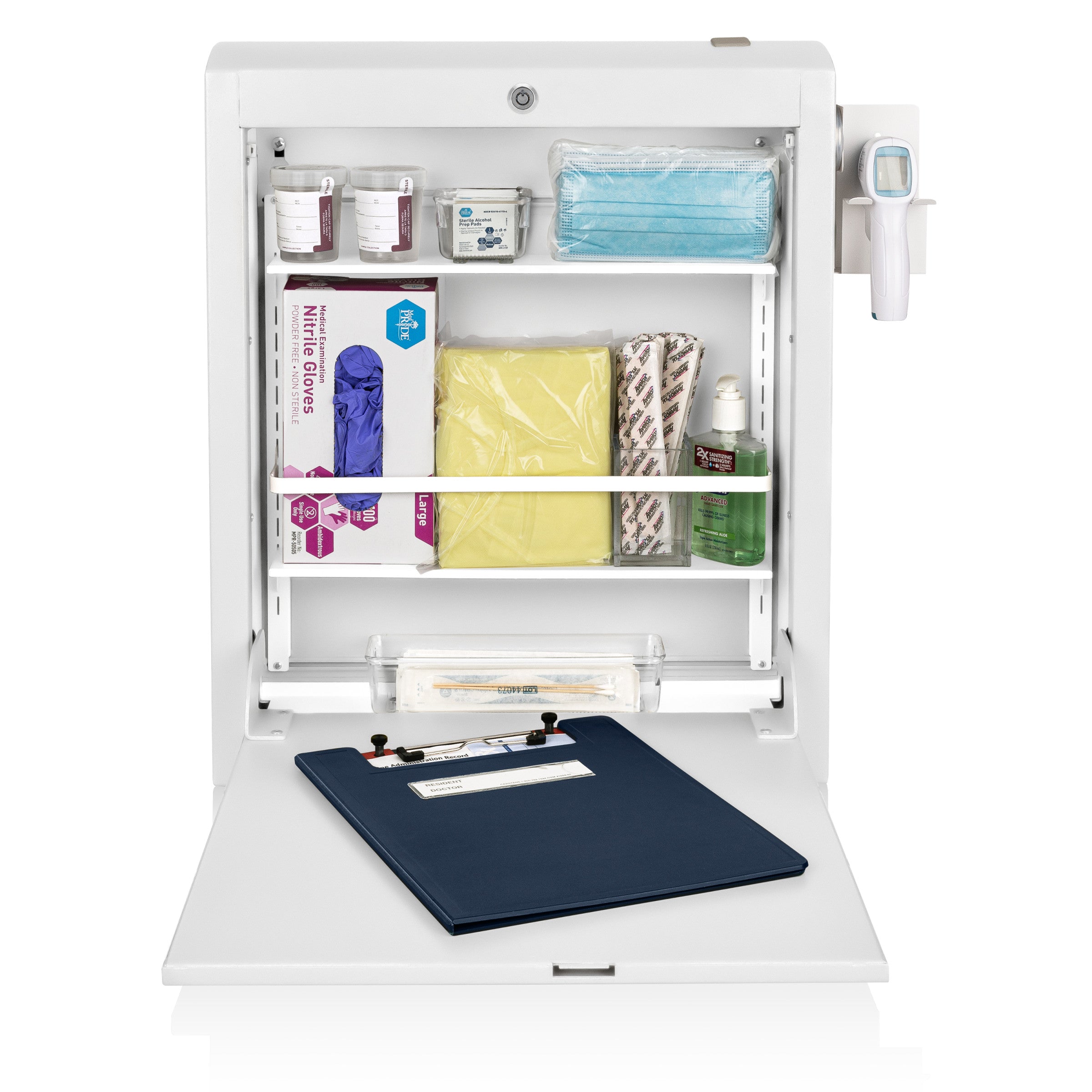 CarePod™ Narrow Wall-Mounted Workstations, 6" Depth, Powder White