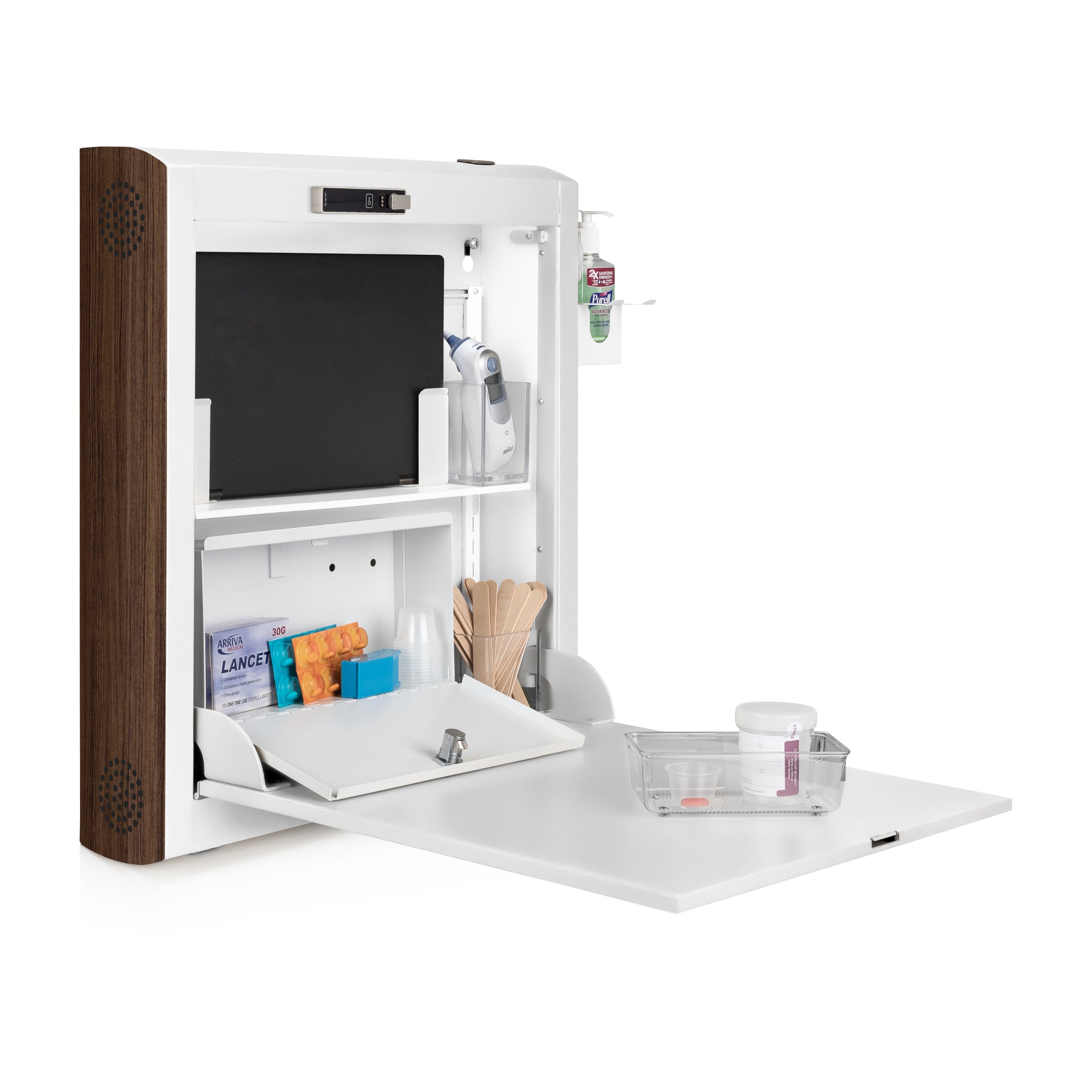 CarePod™ Narrow Wall-Mounted Workstations, 6" Depth, Powder White