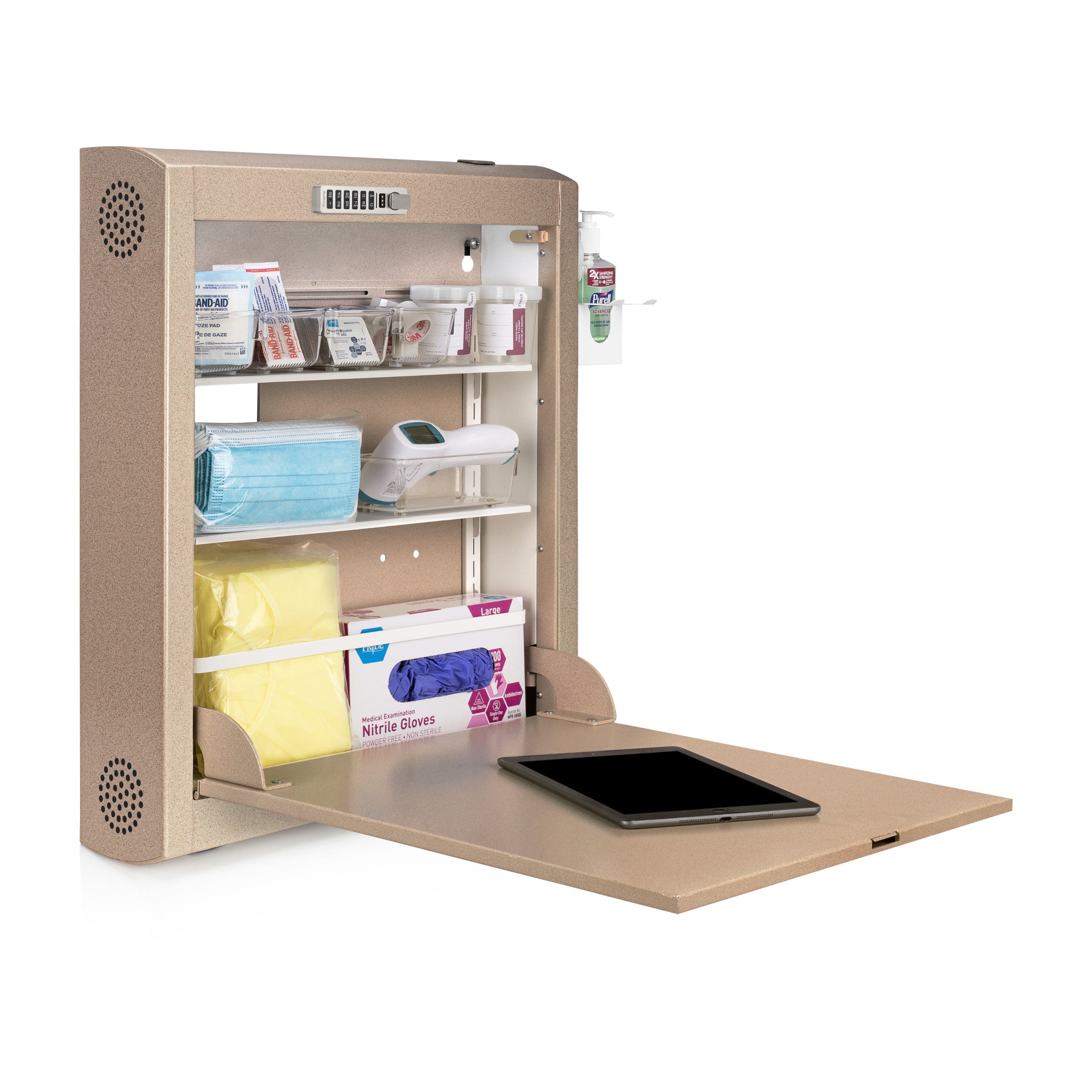 CarePod™ Narrow Wall-Mounted Workstations, 6" Depth, Sandstone
