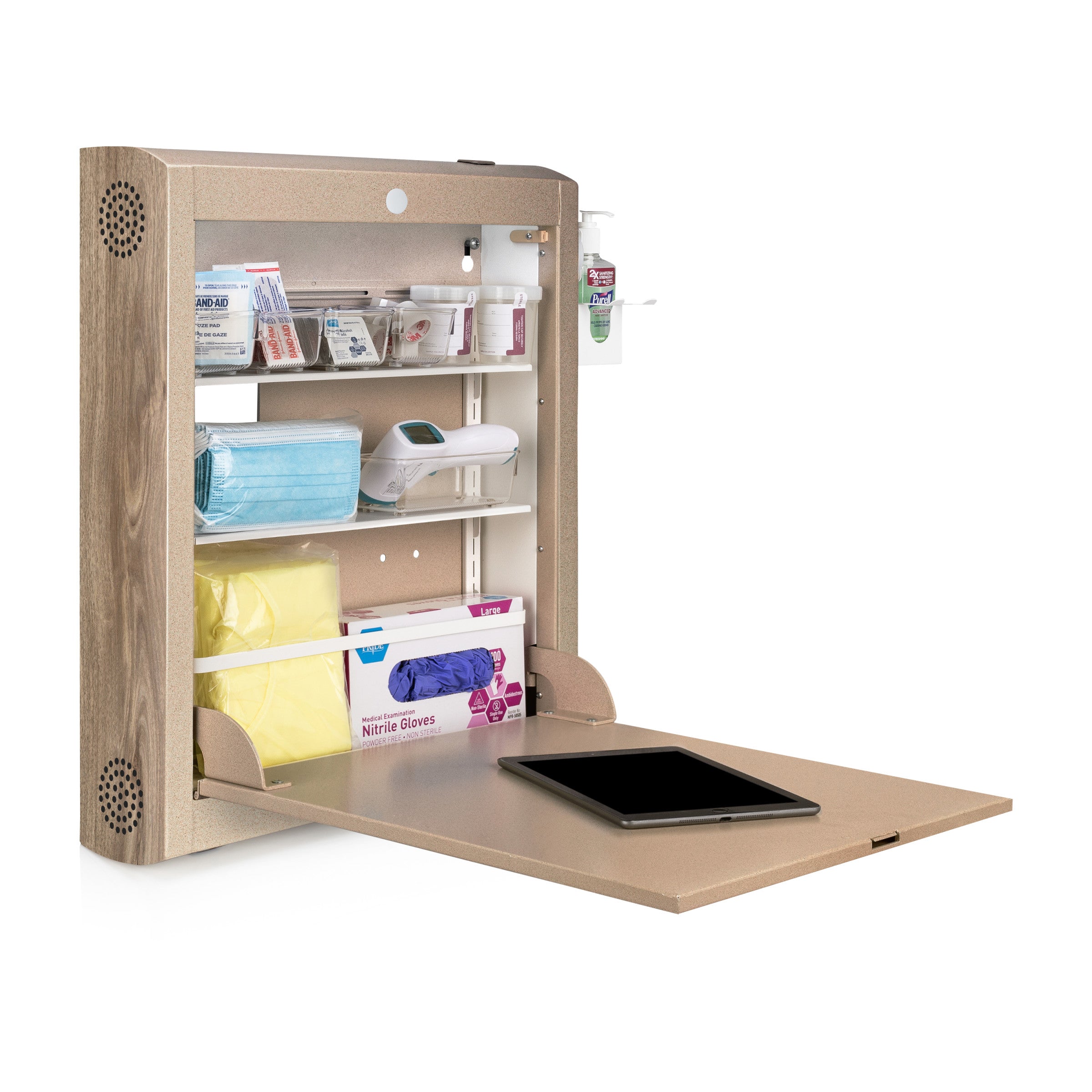 CarePod™ Narrow Wall-Mounted Workstations, 6" Depth, Sandstone
