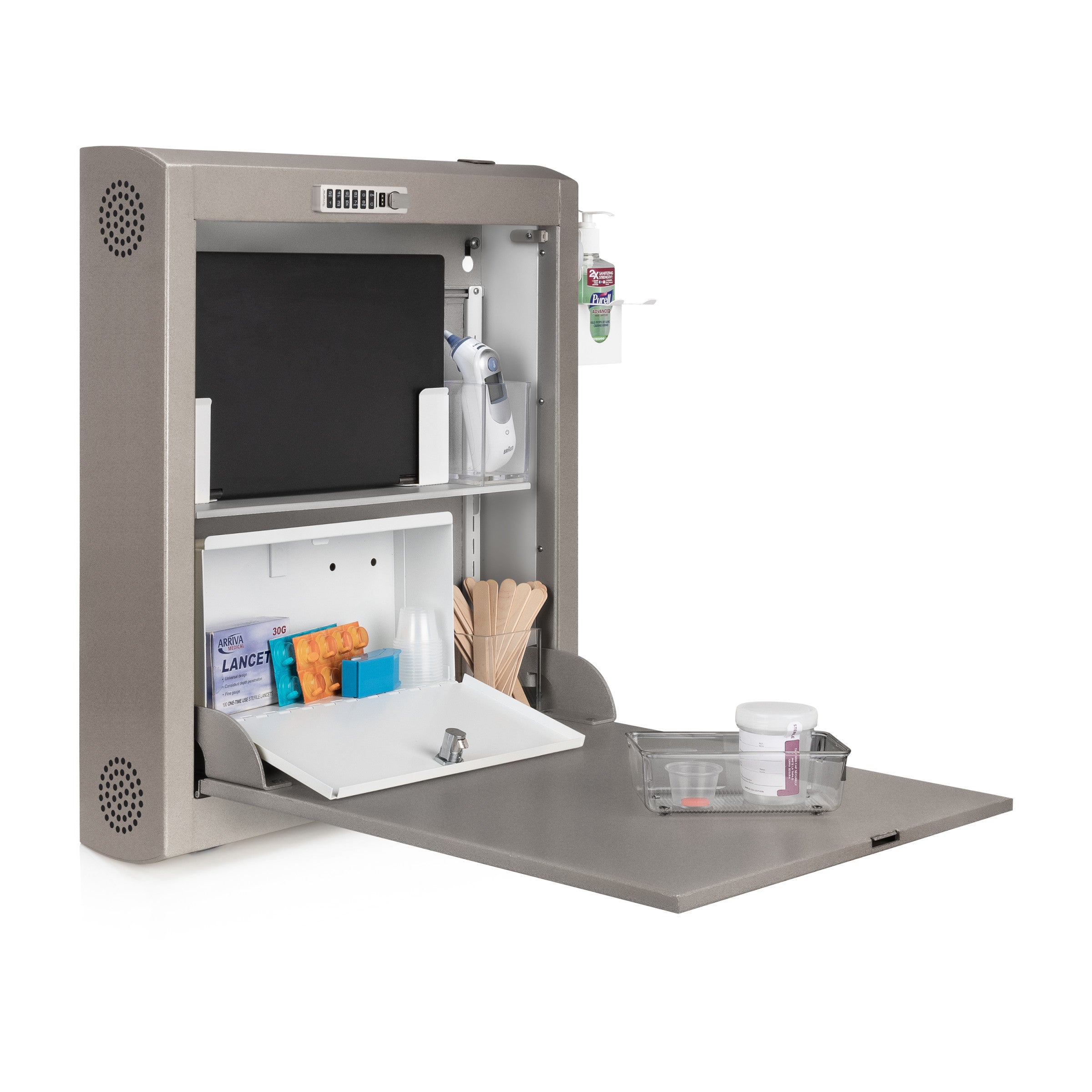 CarePod™ Narrow Wall-Mounted Workstations, 6" Depth, River Rock